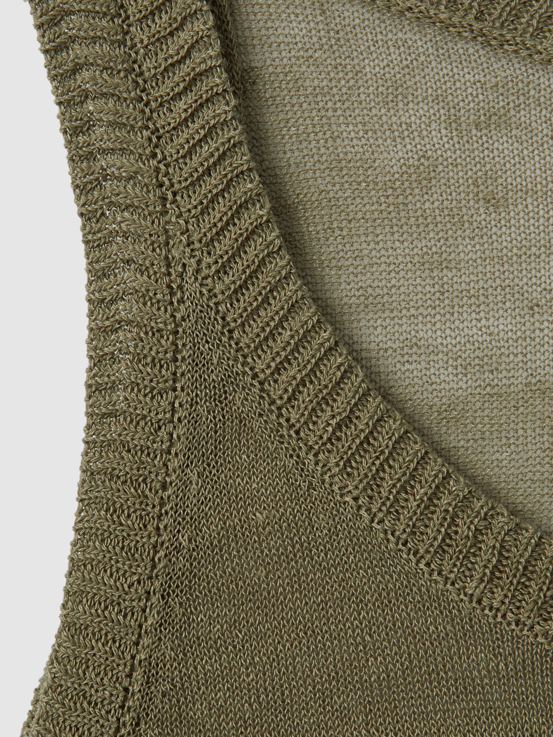 Linen Blend Crew Neck Vest in Sage - Image 7 of 7