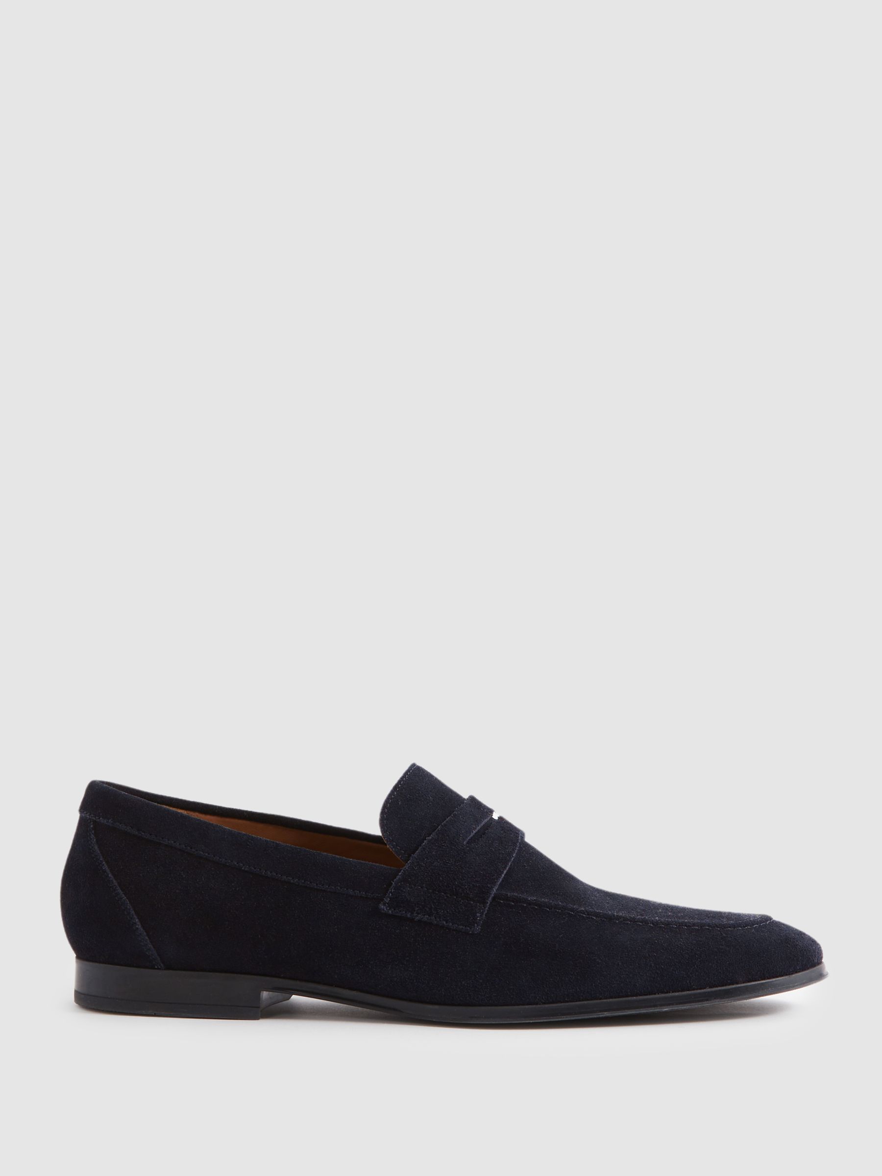 Suede Slip On Loafers in Navy - Image 1 of 5