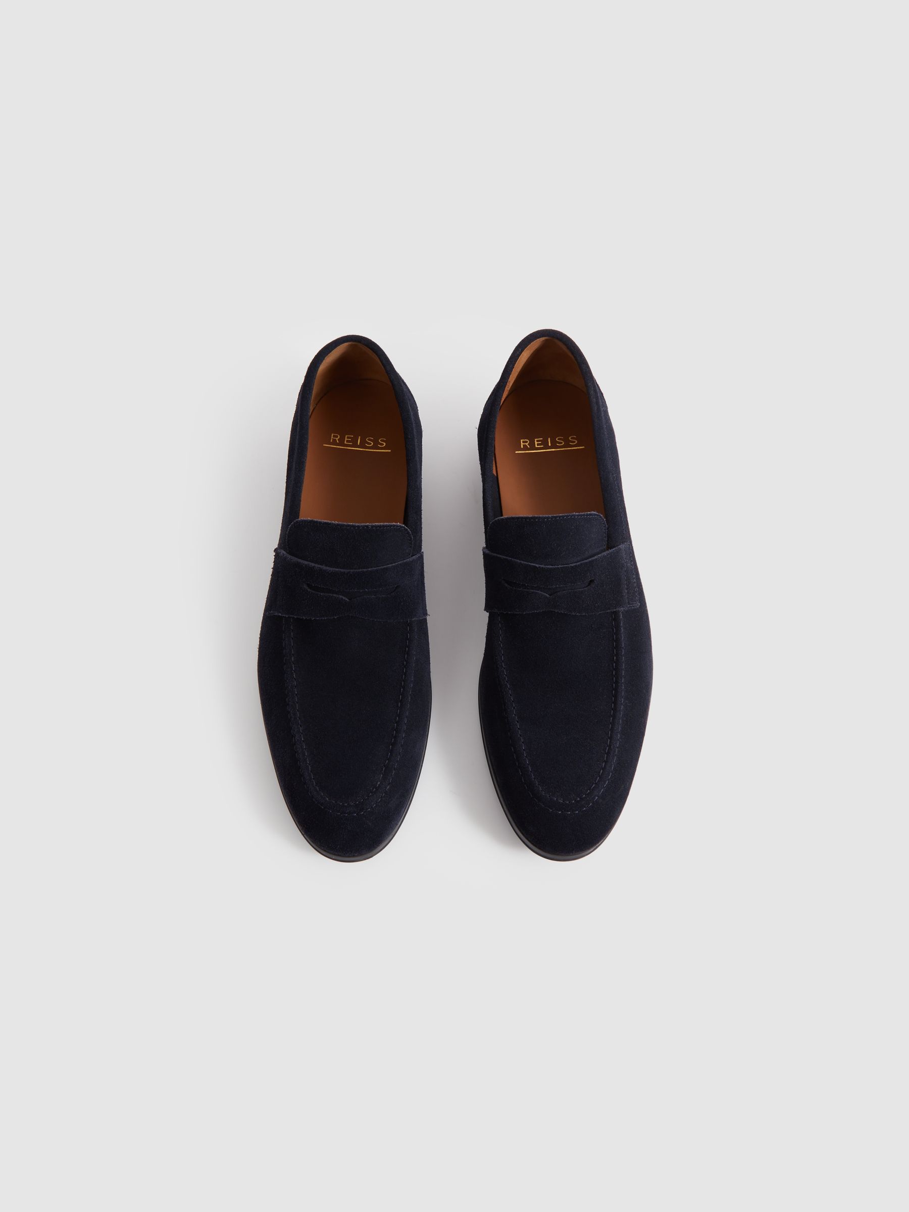 Suede Slip On Loafers in Navy - Image 3 of 5