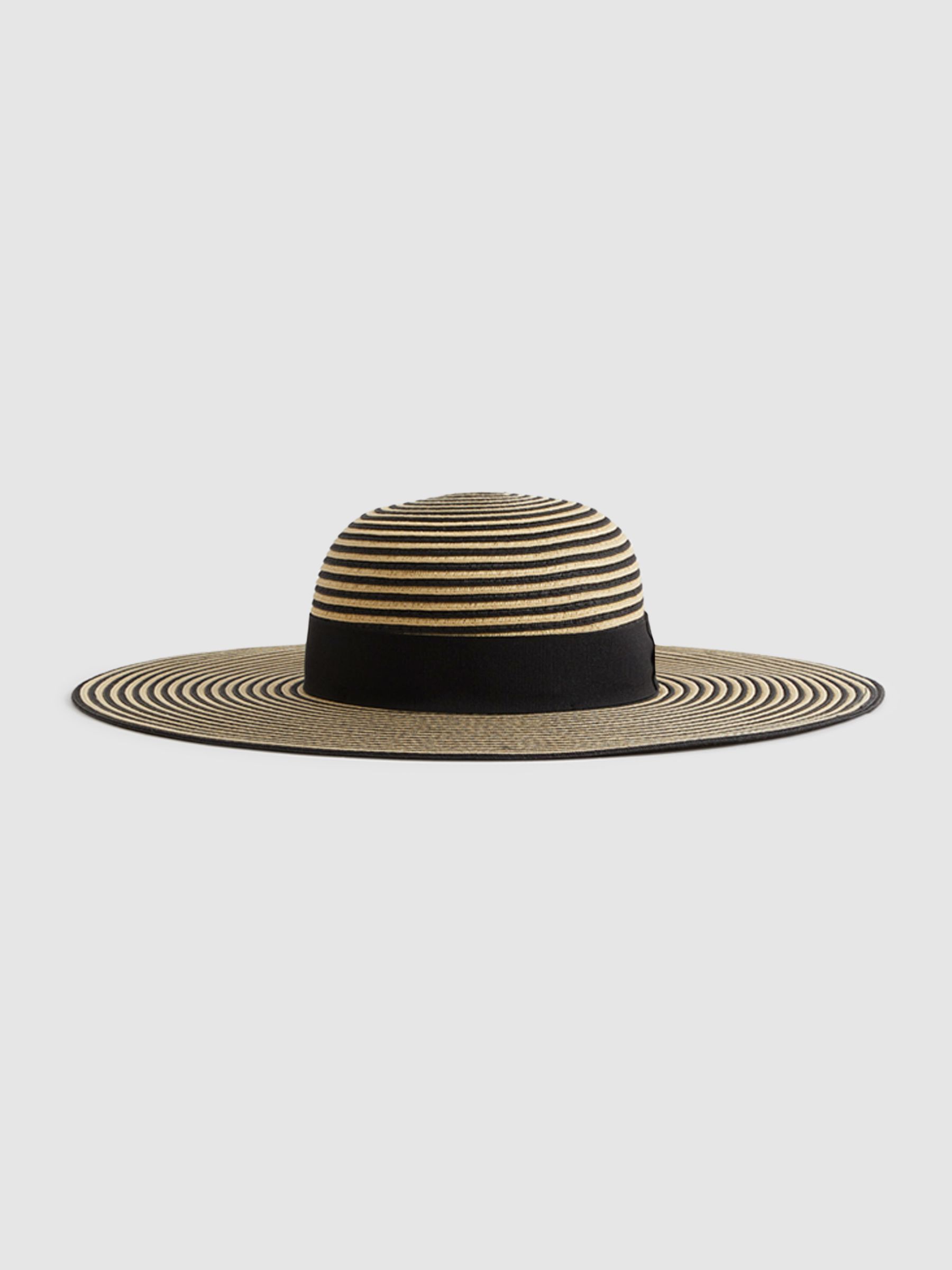 Paper Straw Wide Brim Hat in Black/Neutral - Image 3 of 4