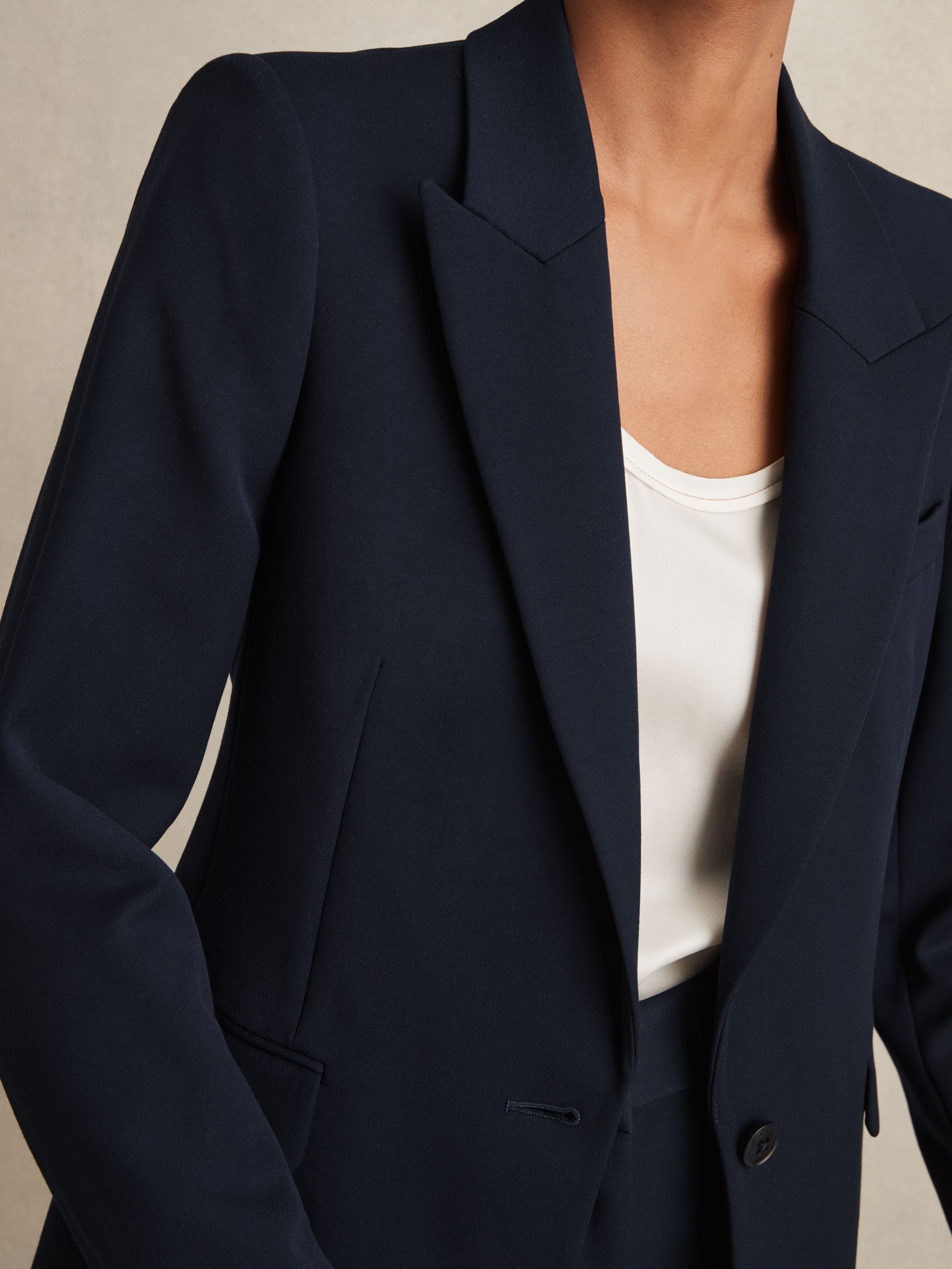 Petite Tailored Single Breasted Suit Blazer in Navy - Image 4 of 6