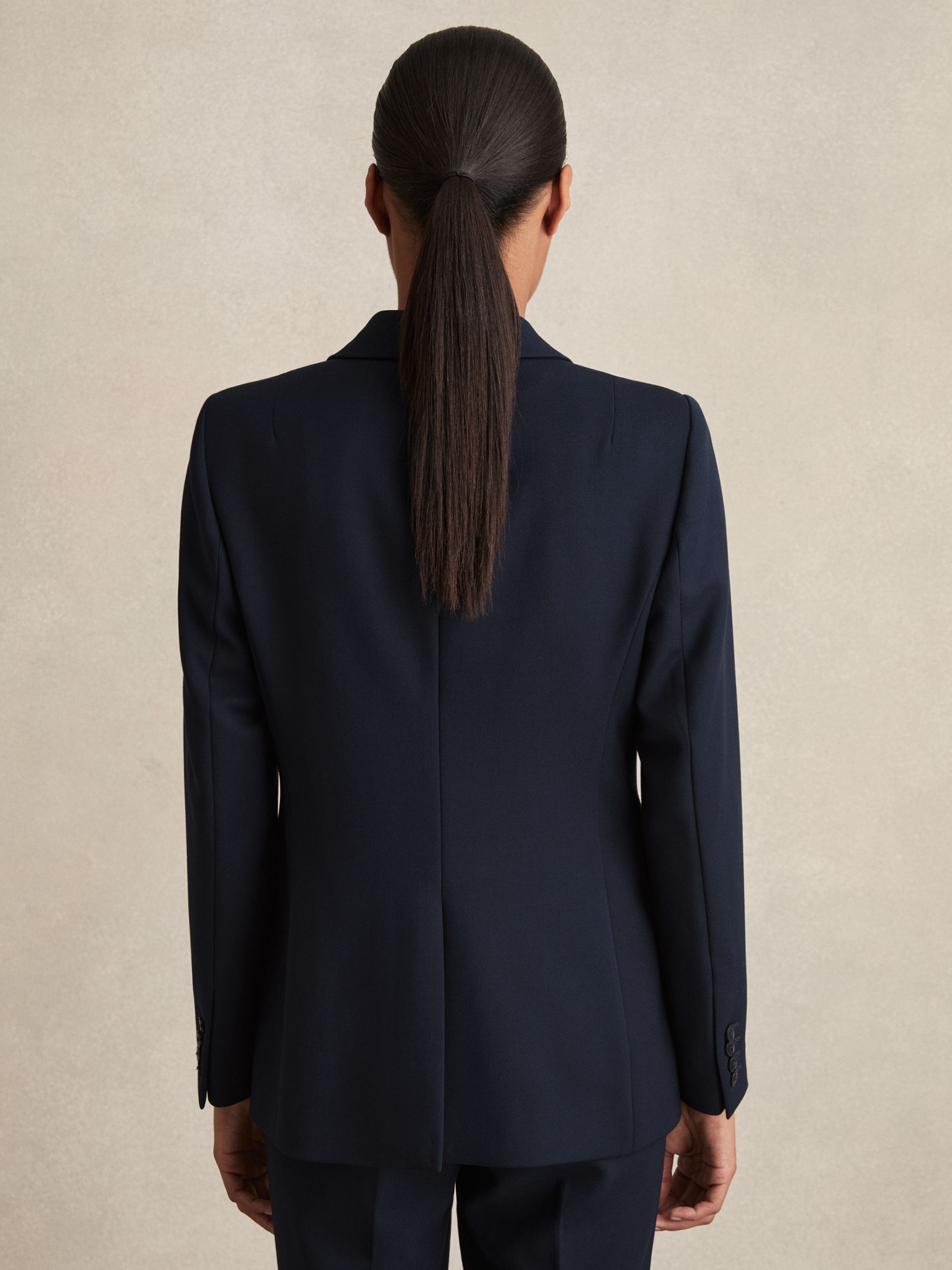 Petite Tailored Single Breasted Suit Blazer in Navy - Image 5 of 6