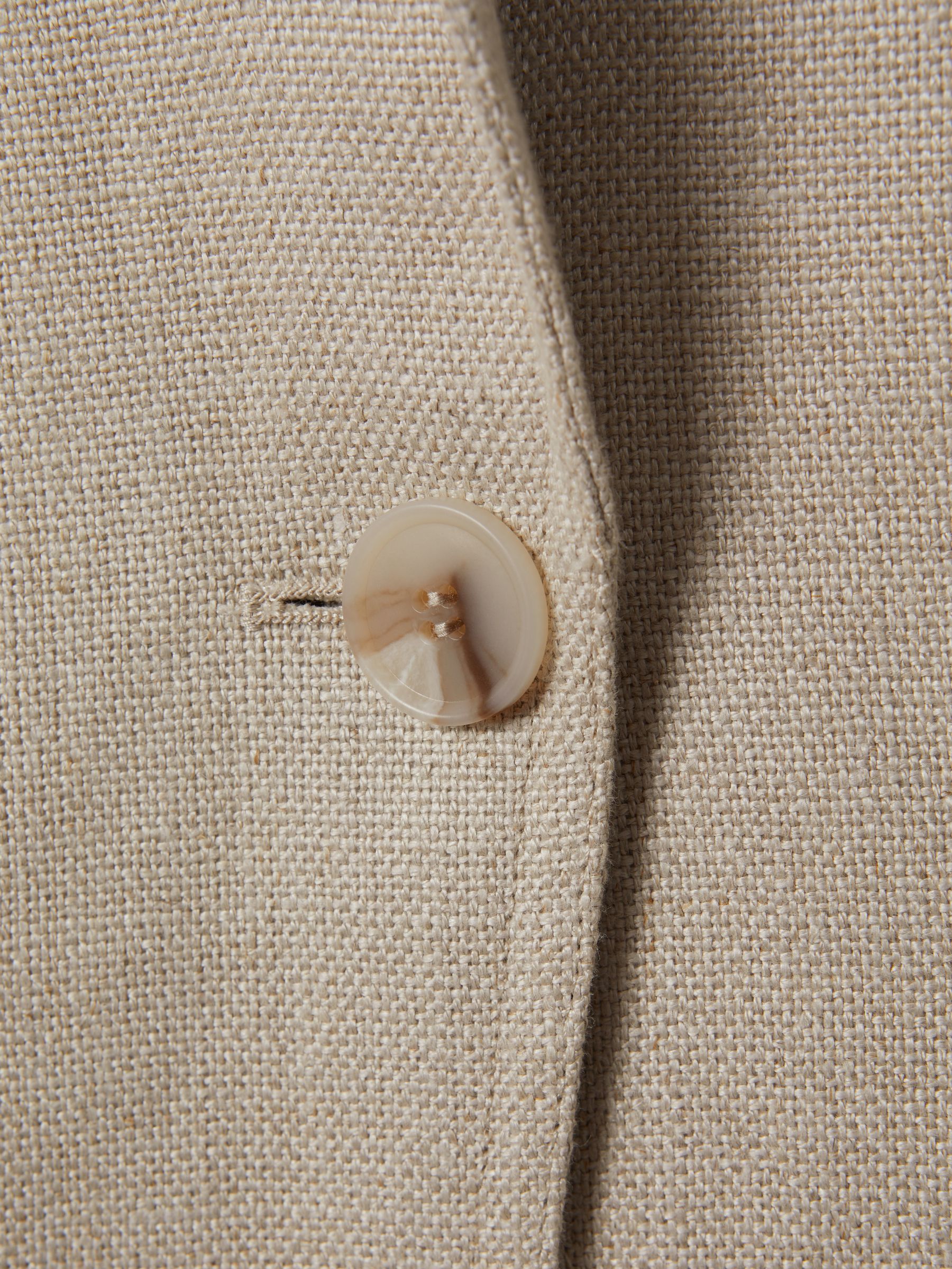 Linen Single Breasted Suit Blazer in Natural - Image 8 of 9