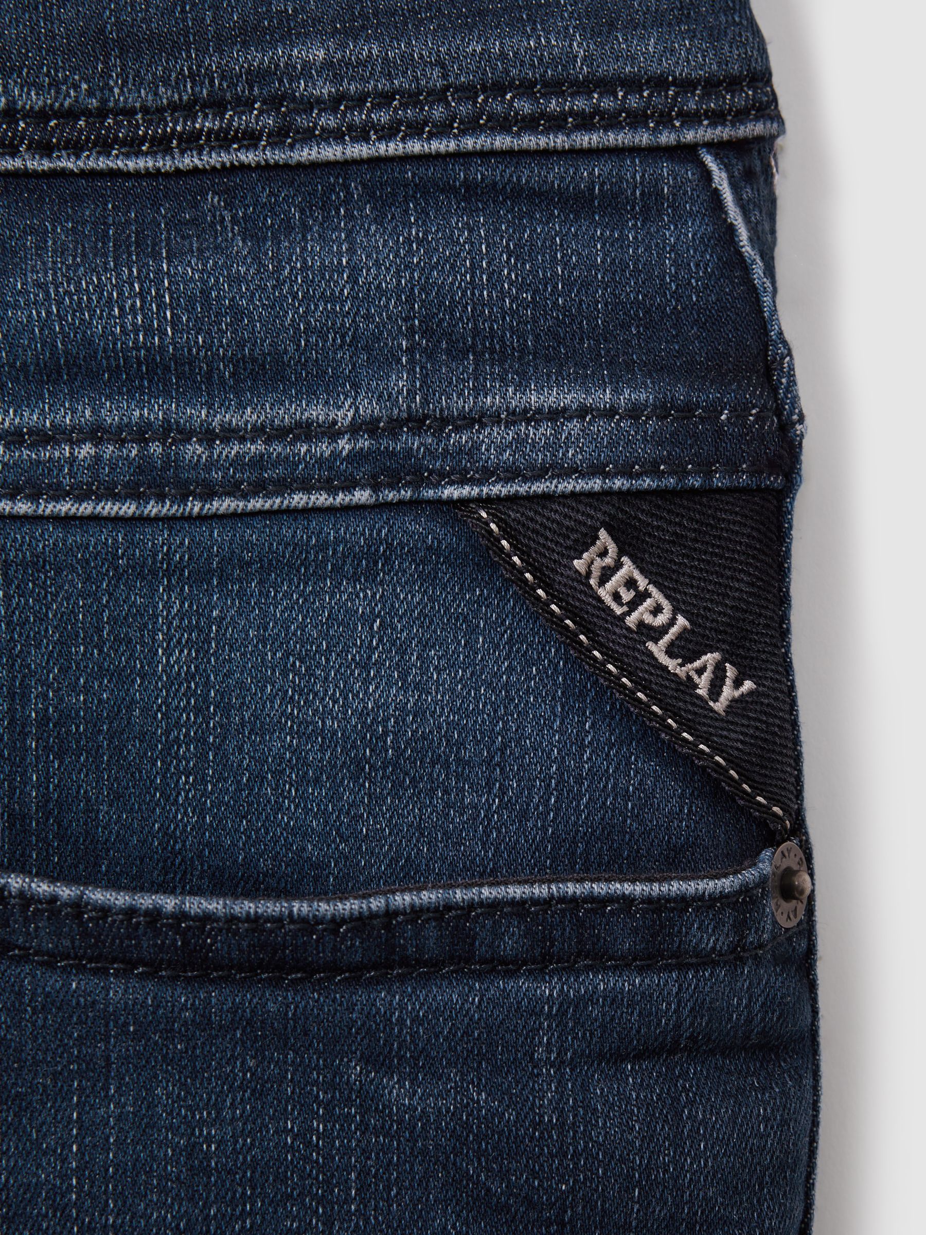 Slim Fit Washed Jeans in Dark Blue - Image 6 of 6