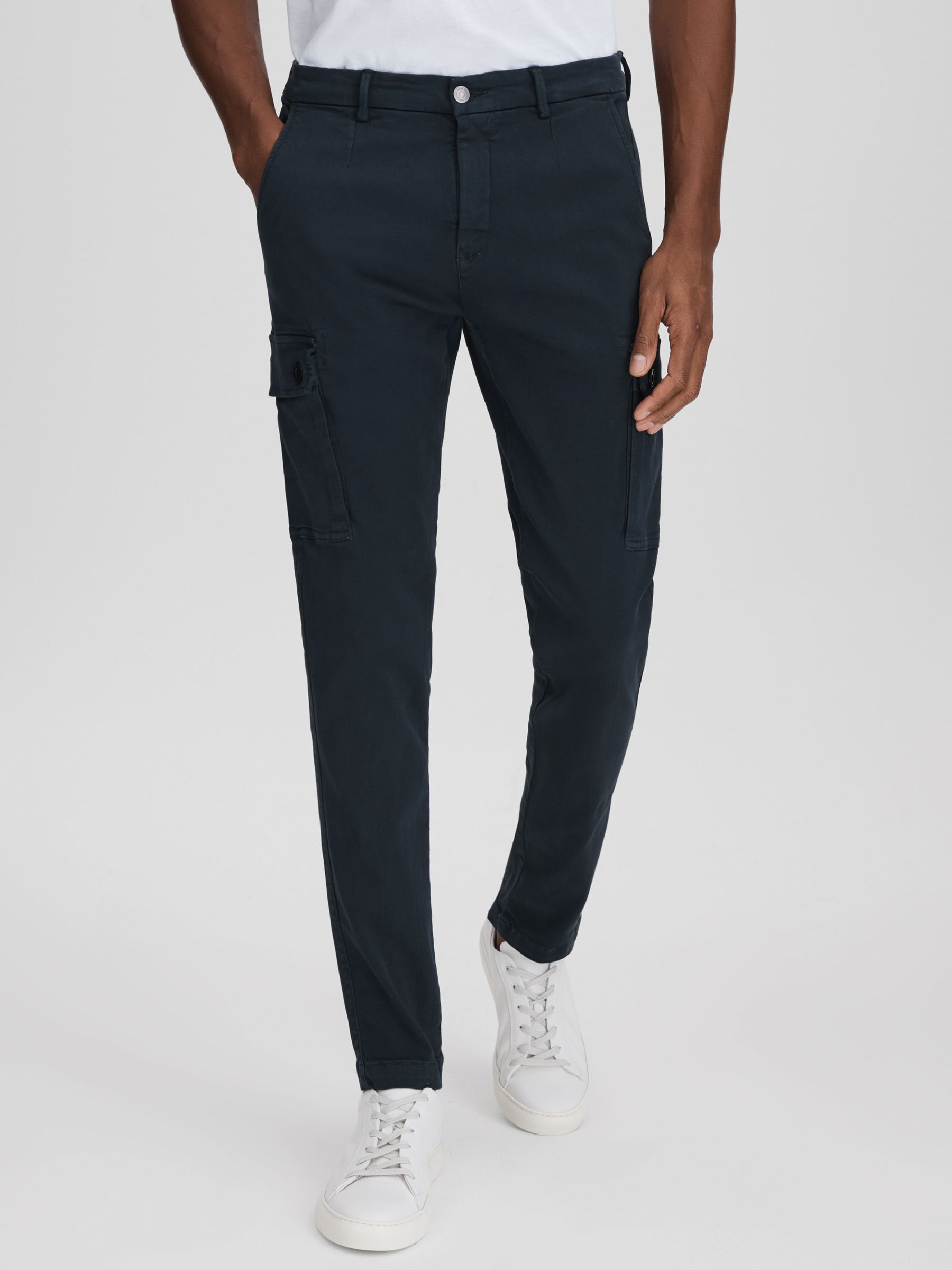 Slim Fit Cargo Trousers in Blue - Image 1 of 6