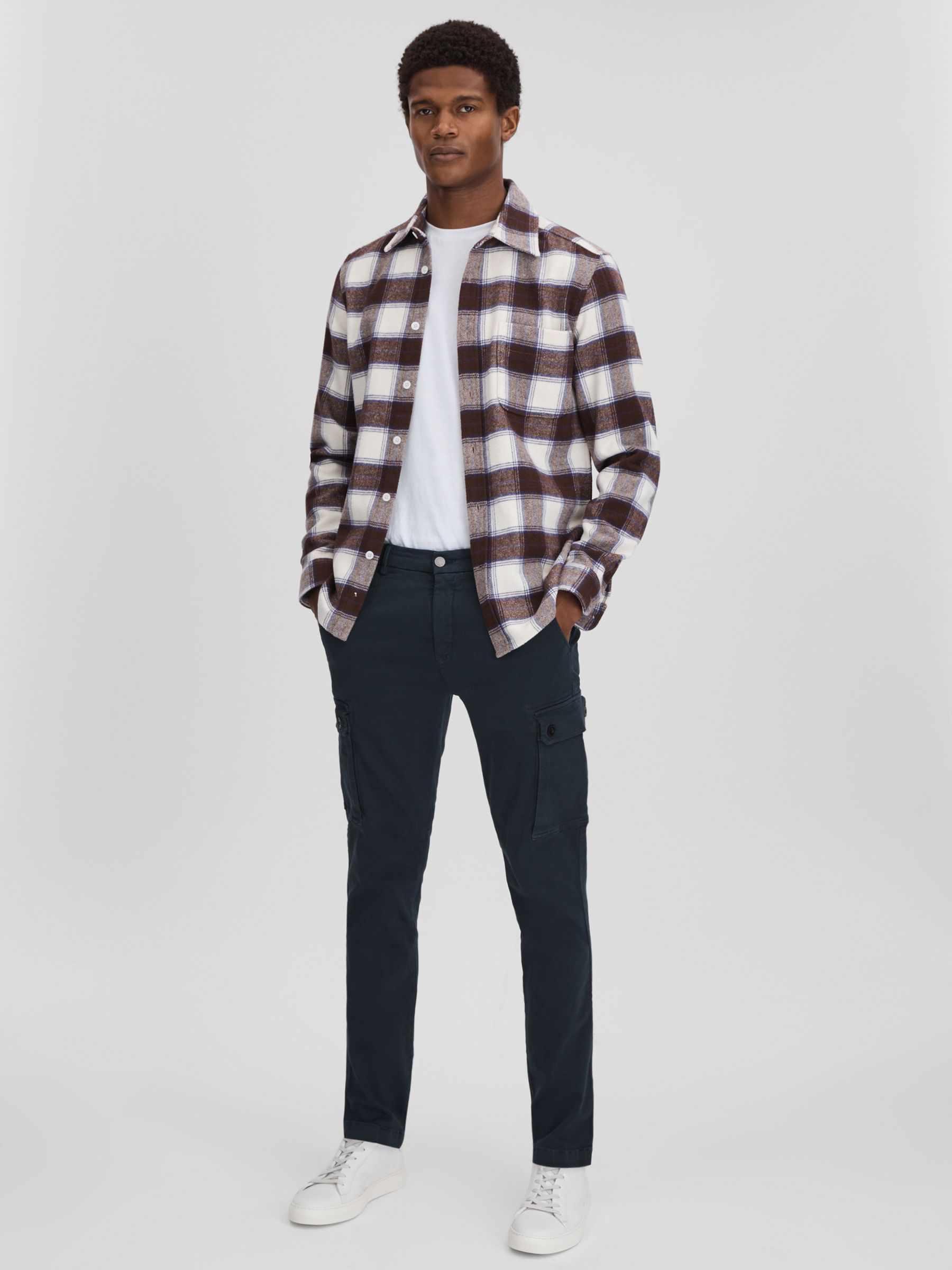 Slim Fit Cargo Trousers in Blue - Image 3 of 6