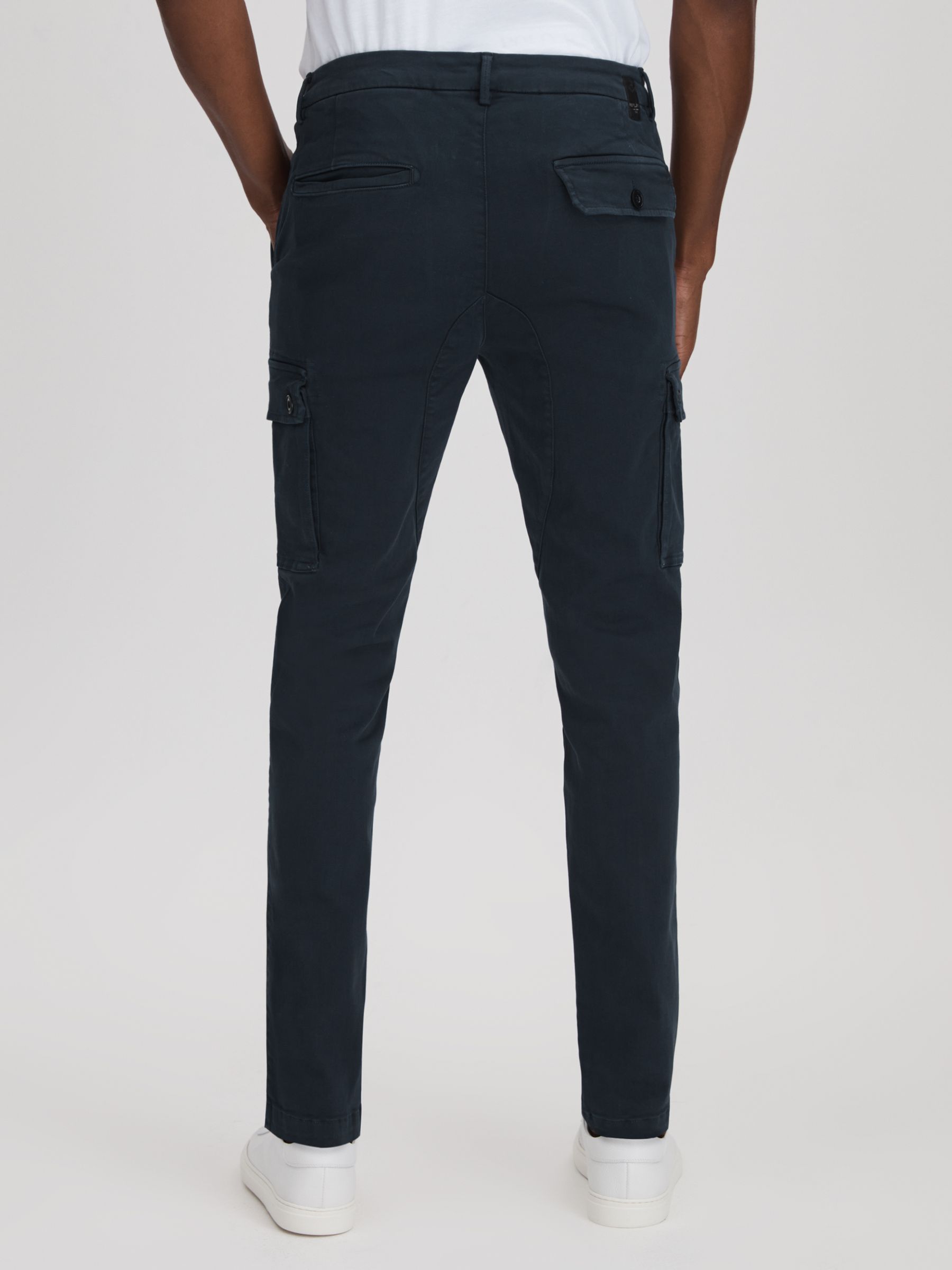 Slim Fit Cargo Trousers in Blue - Image 4 of 6