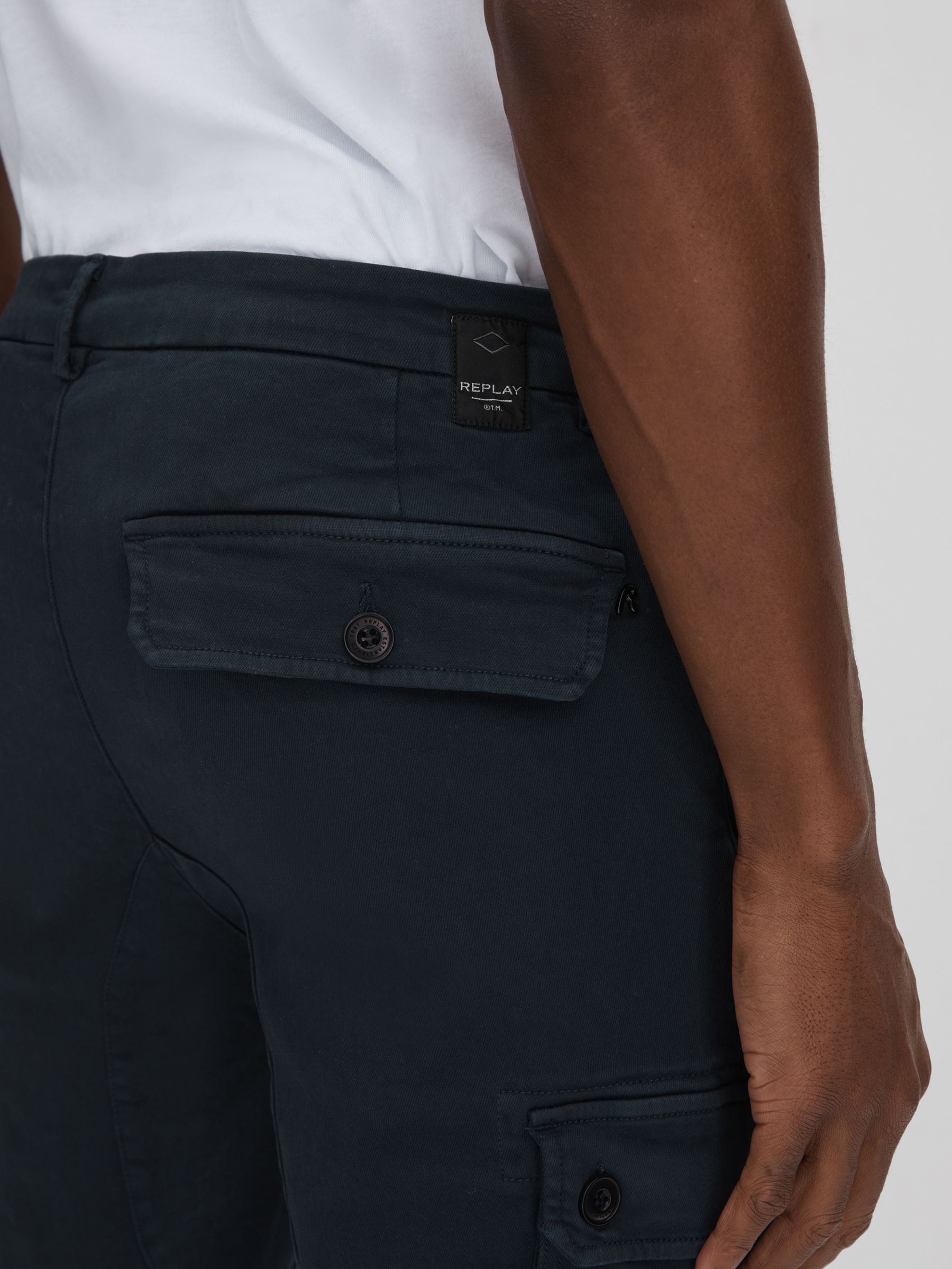 Slim Fit Cargo Trousers in Blue - Image 5 of 6