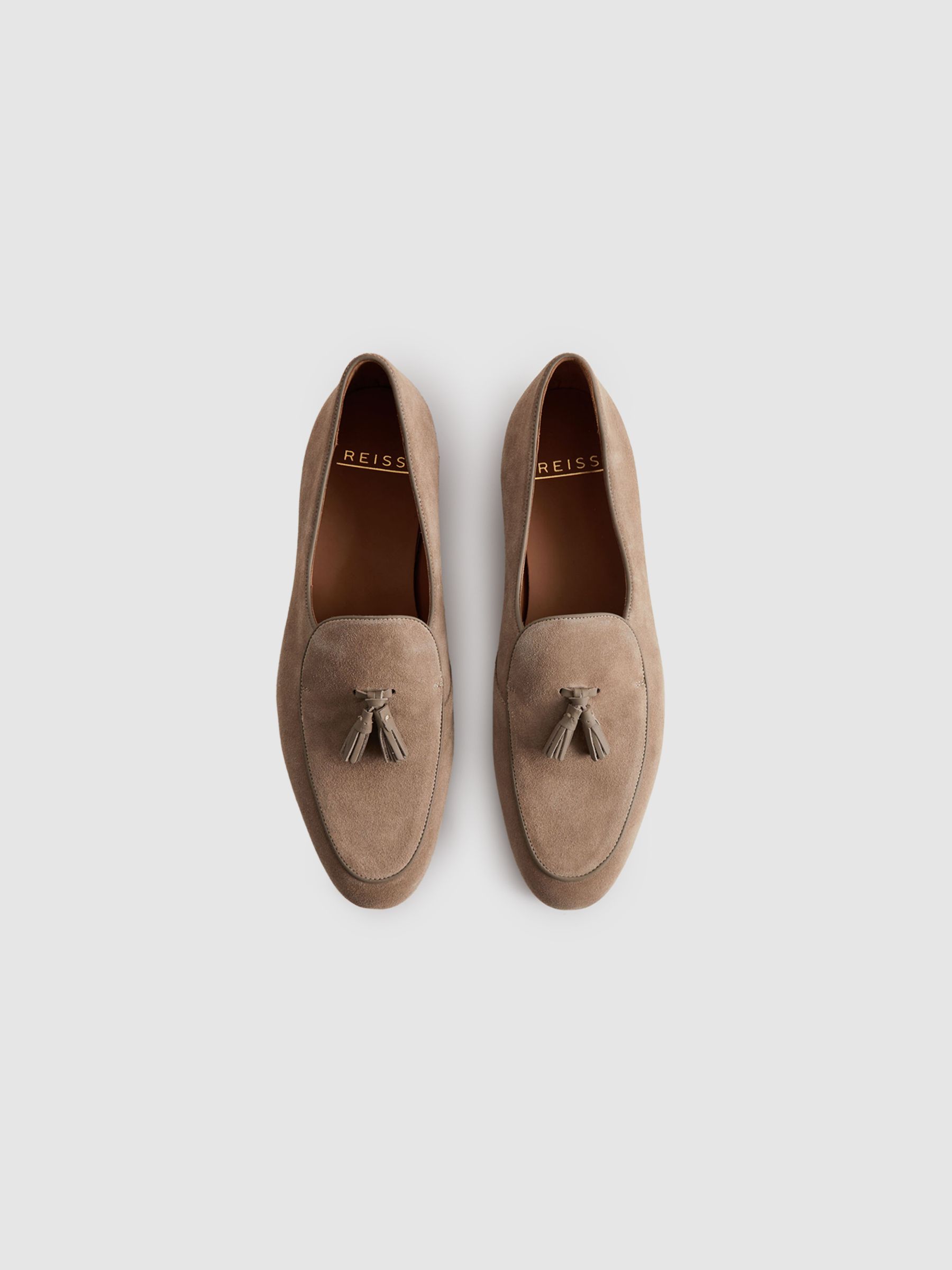 Suede Slip-On Belgian Loafers in Taupe - Image 3 of 5