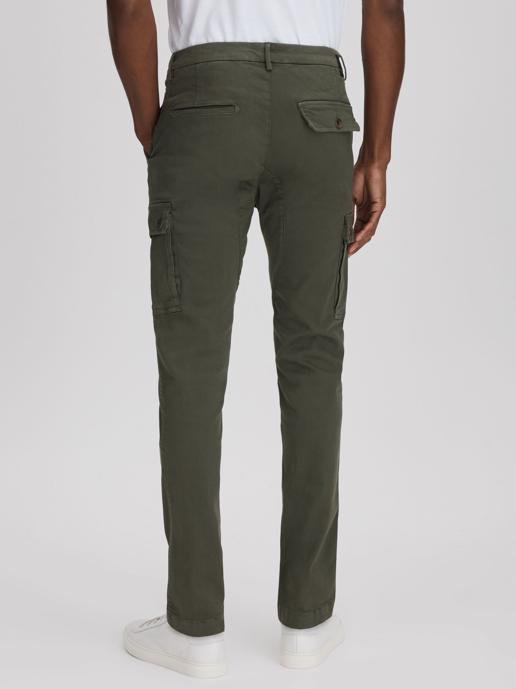 Slim Fit Cargo Trousers in Military Green - Image 5 of 6