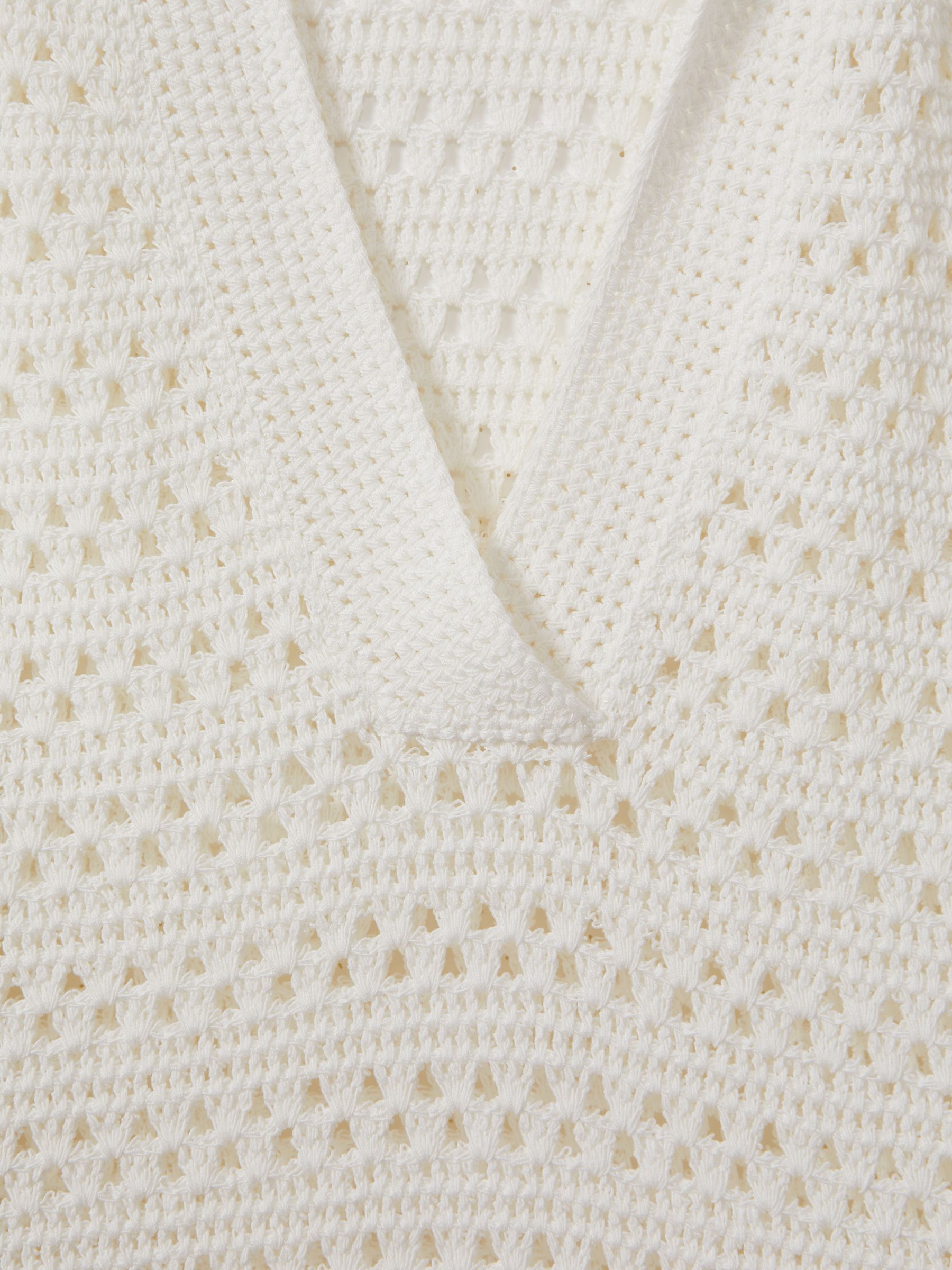 Knitted Open-Collar Polo Shirt in Ivory - Image 5 of 5