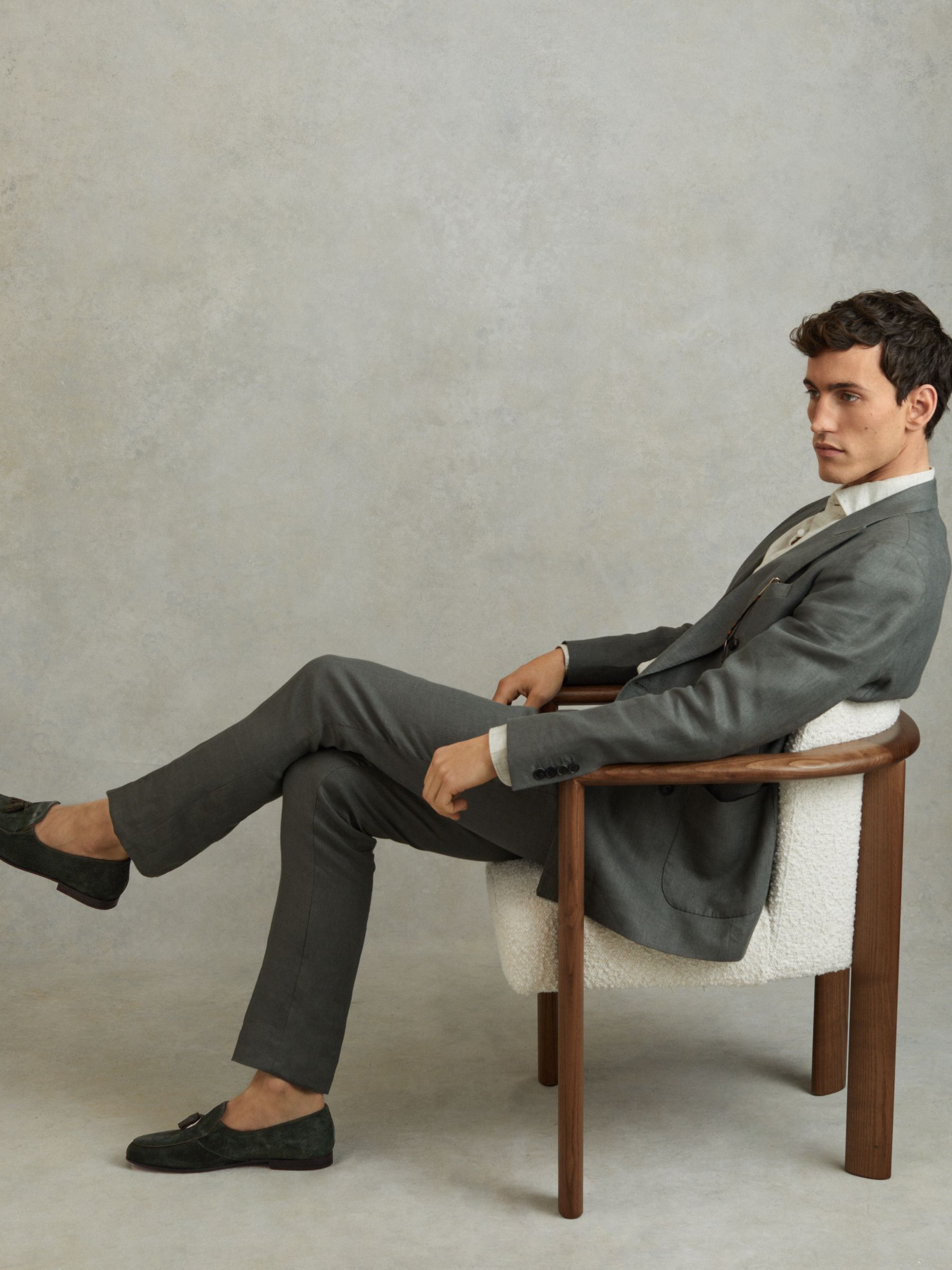 Suede Slip-On Belgian Loafers in Forest Green - Image 2 of 5