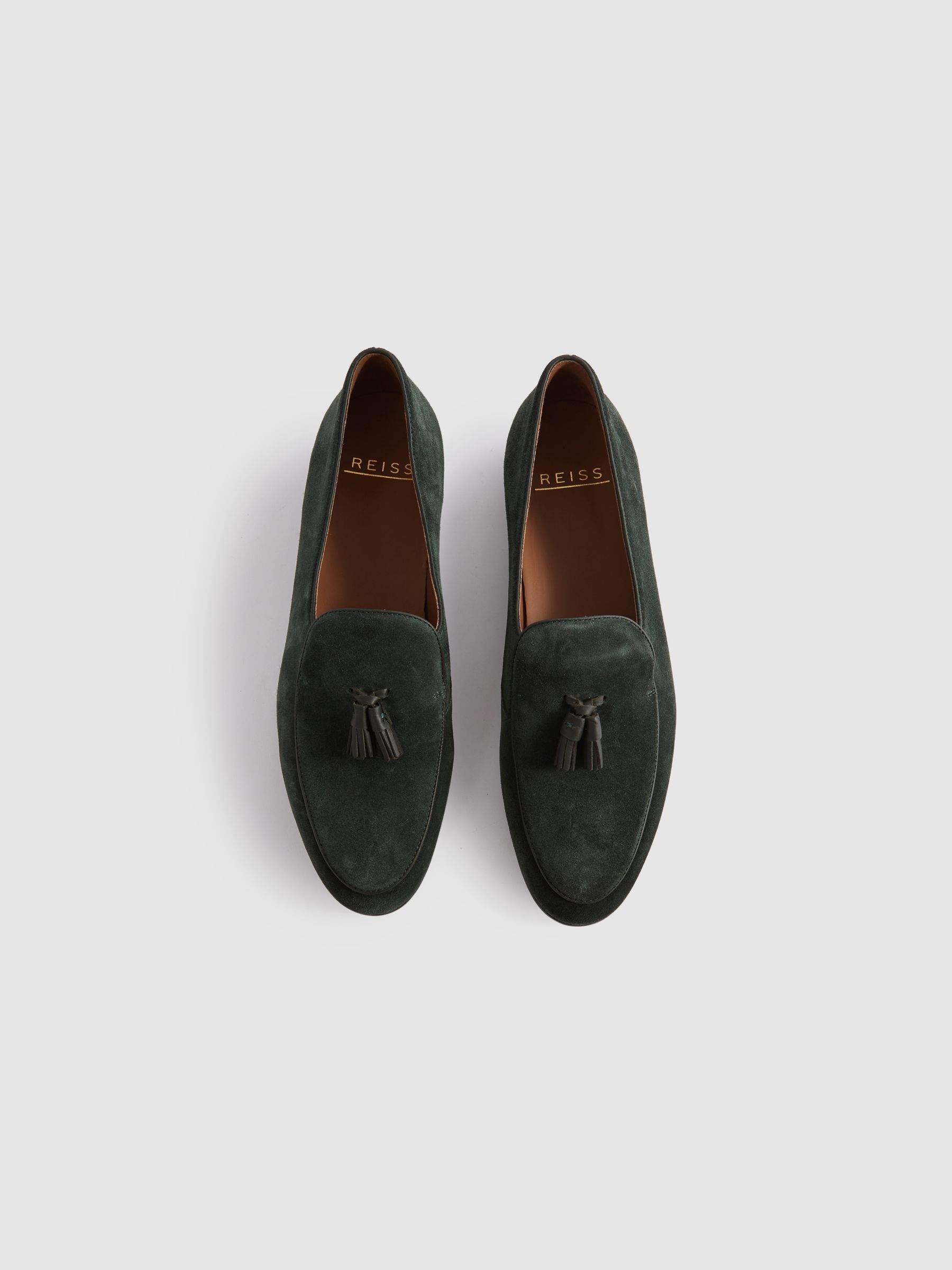 Suede Slip-On Belgian Loafers in Forest Green - Image 3 of 5