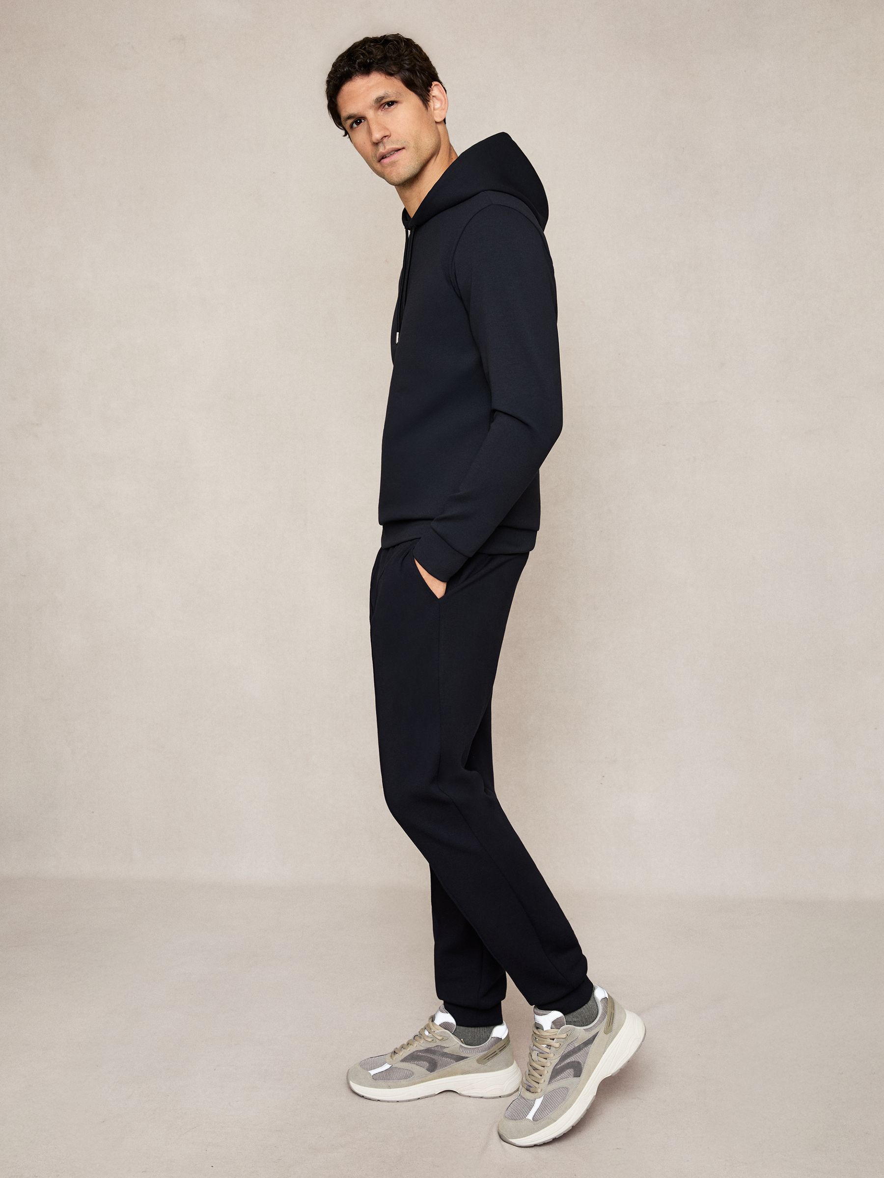 Premium Interlock-Jersey Hoodie in Navy Blue - image 4