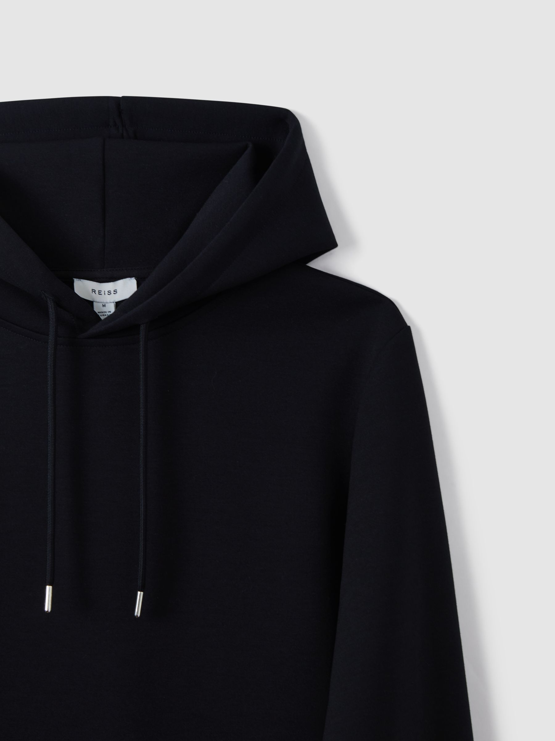 Interlock Jersey Drawstring Hoodie in Navy Blue - Image 5 of 7