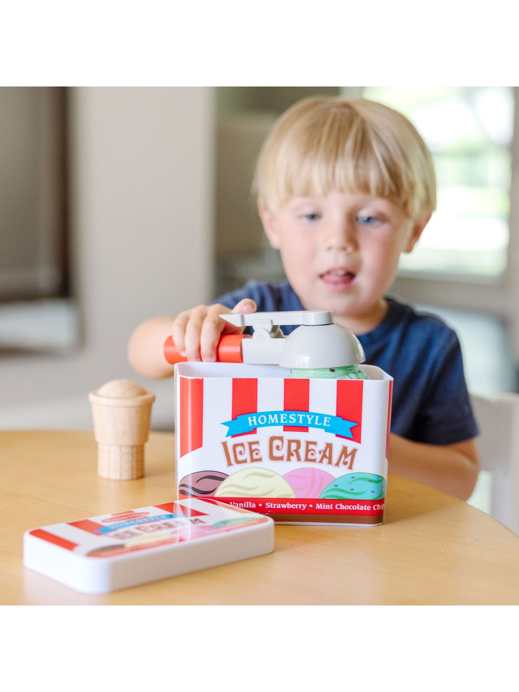 Melissa & Doug Natural Scoop And Stack Ice Cream Cone Playset - Image 2 of 9