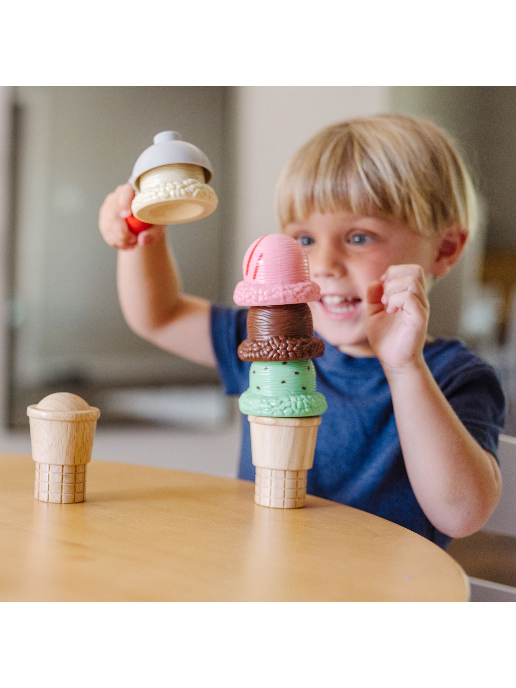 Melissa & Doug Natural Scoop And Stack Ice Cream Cone Playset - Image 5 of 9