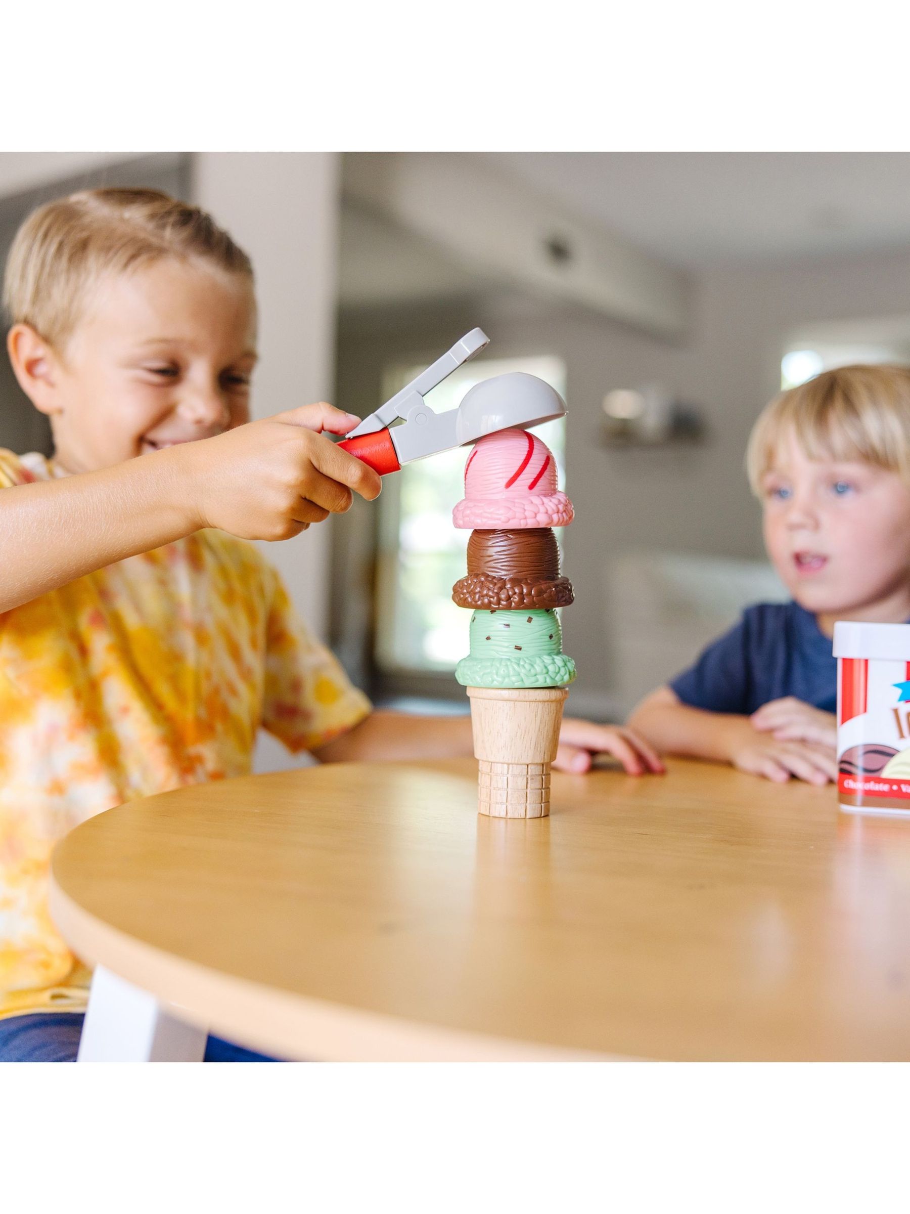 Melissa & Doug Natural Scoop And Stack Ice Cream Cone Playset - Image 6 of 9