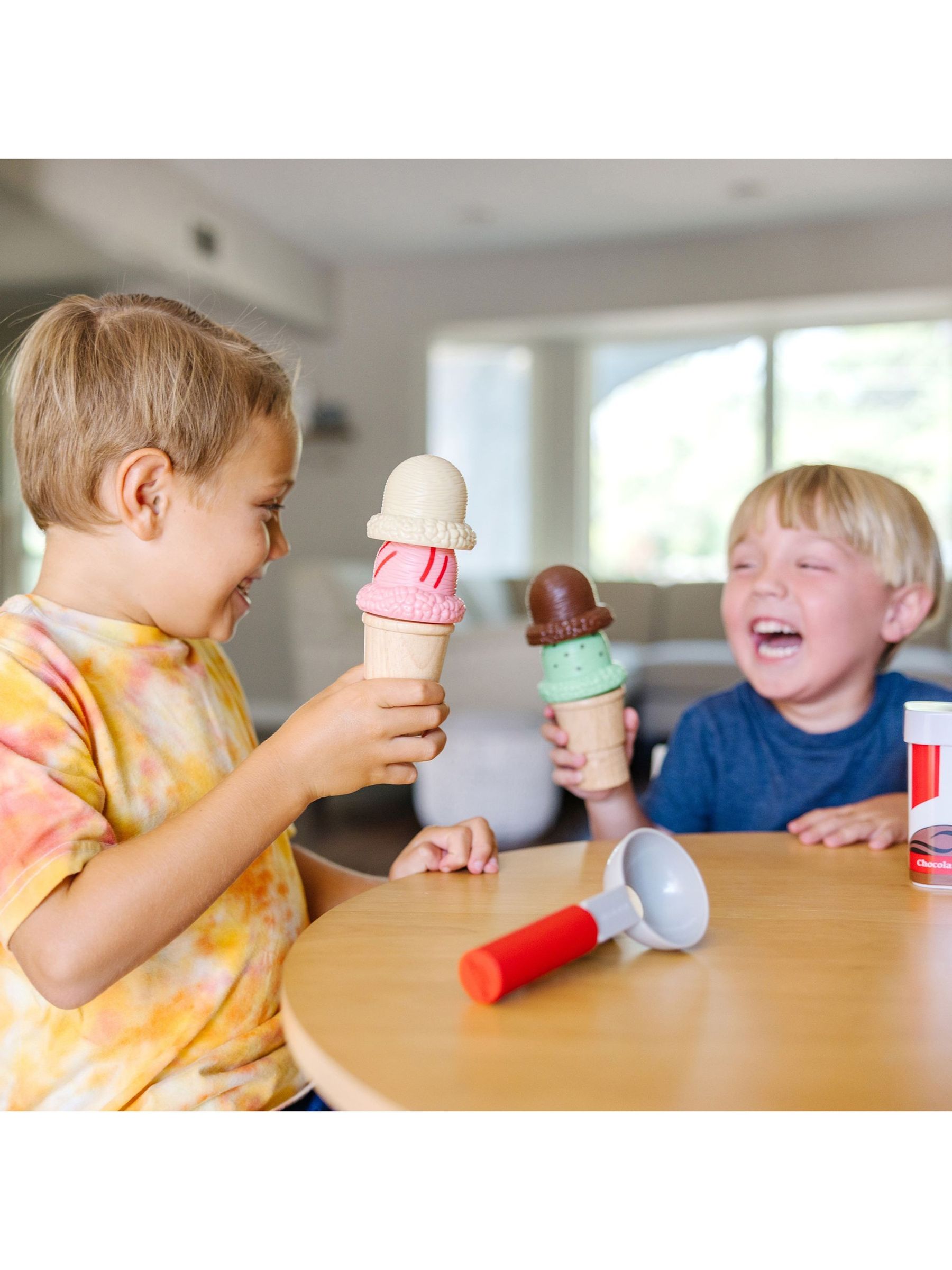Melissa & Doug Natural Scoop And Stack Ice Cream Cone Playset - Image 7 of 9
