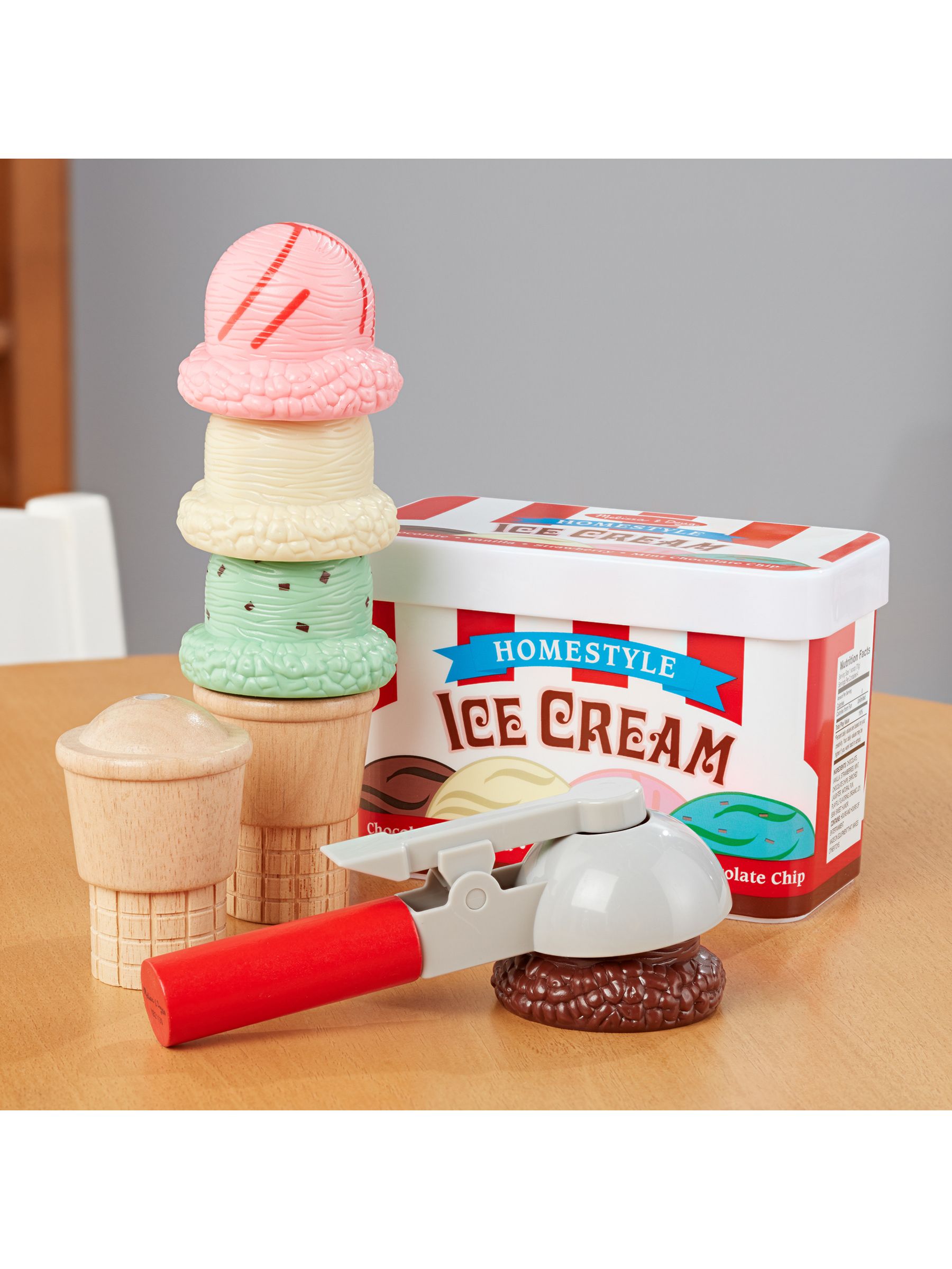 Melissa & Doug Natural Scoop And Stack Ice Cream Cone Playset - Image 9 of 9