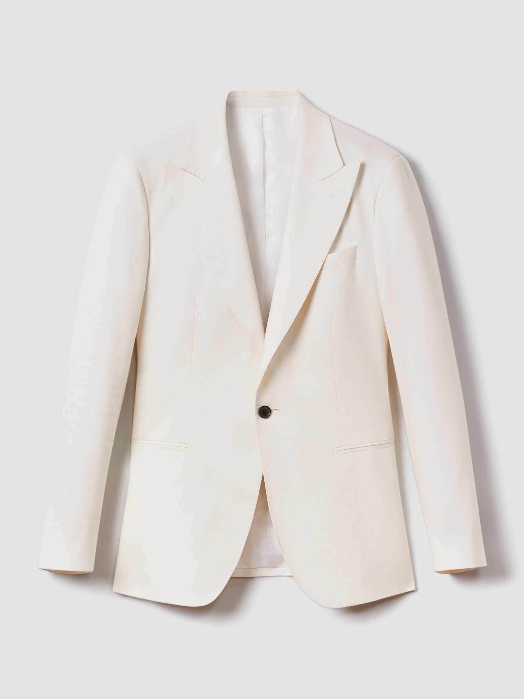 Reiss Heat Off White Linen Blend Single Breasted Slim Fit