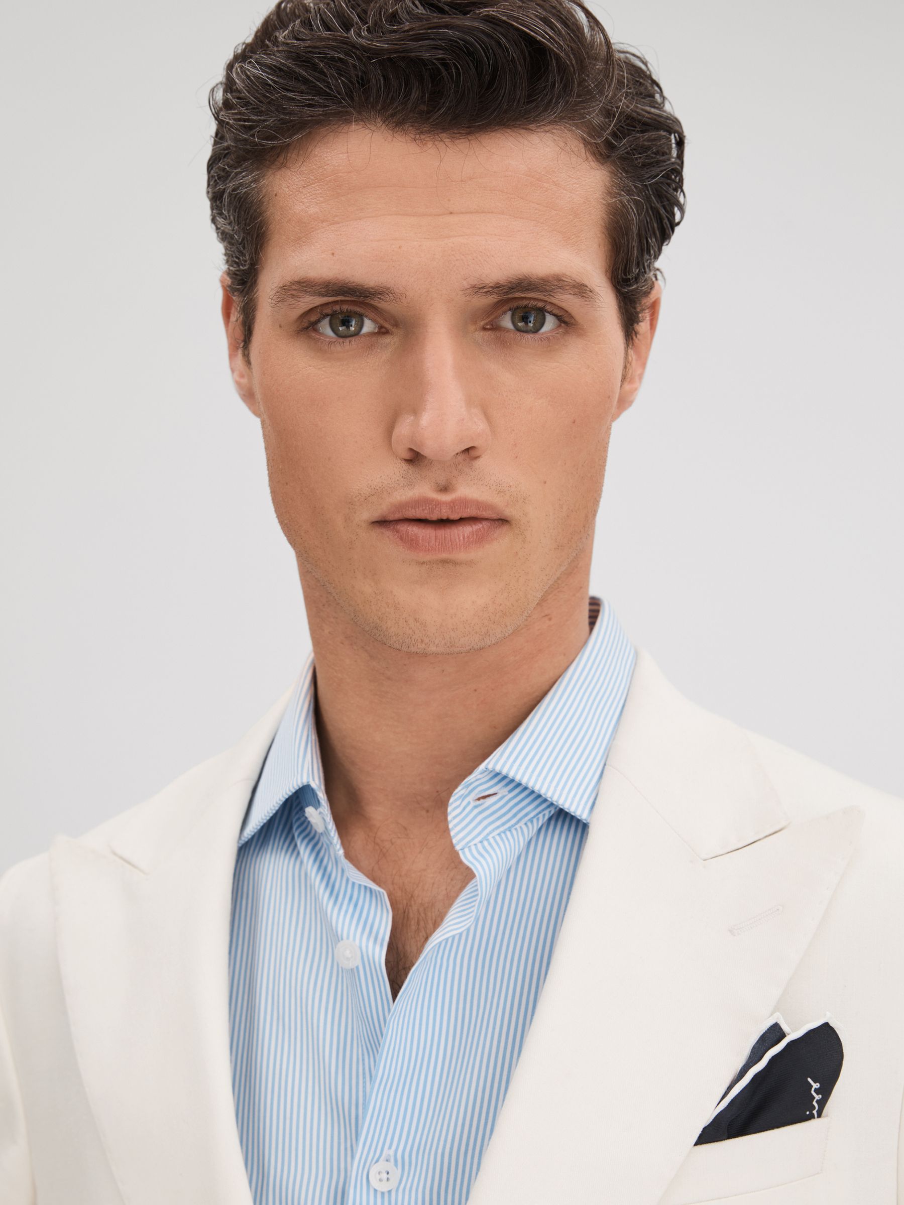 Heat Off White Linen Blend Single Breasted Slim Fit Blazer - Image 4 of 7