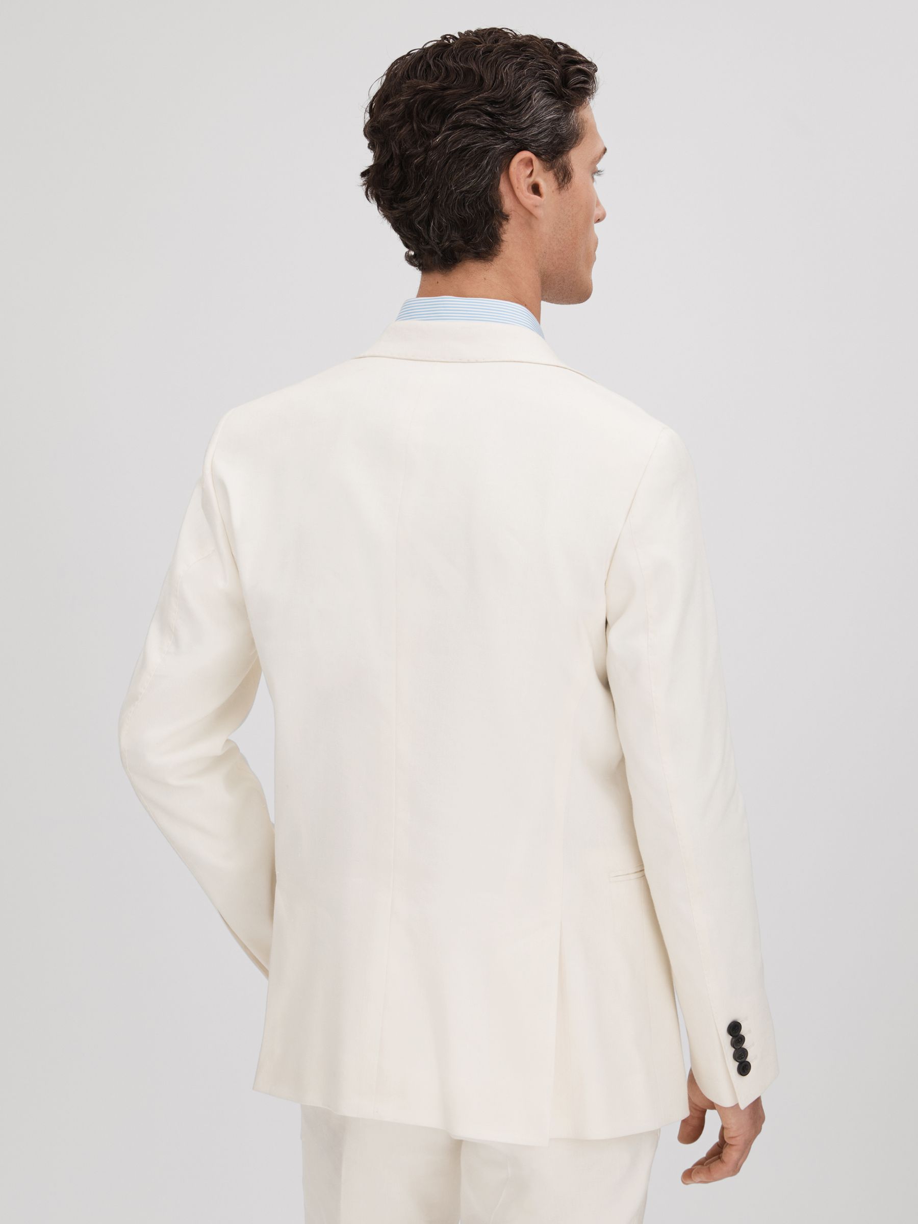 Reiss Heat Off White Linen Blend Single Breasted Slim Fit