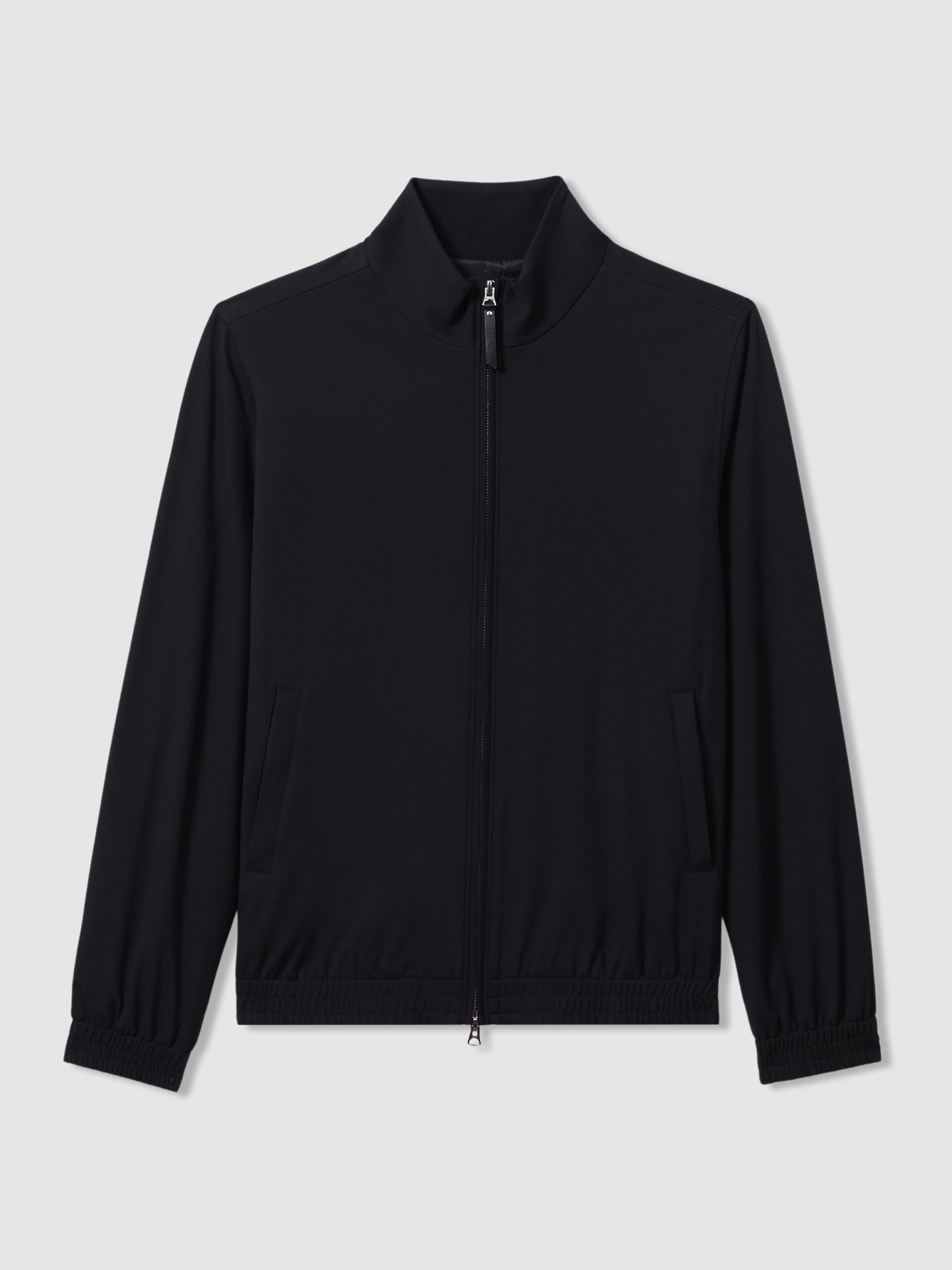 Elasticated Hem Zip-Front Bomber Jacket in Navy - Image 2 of 5