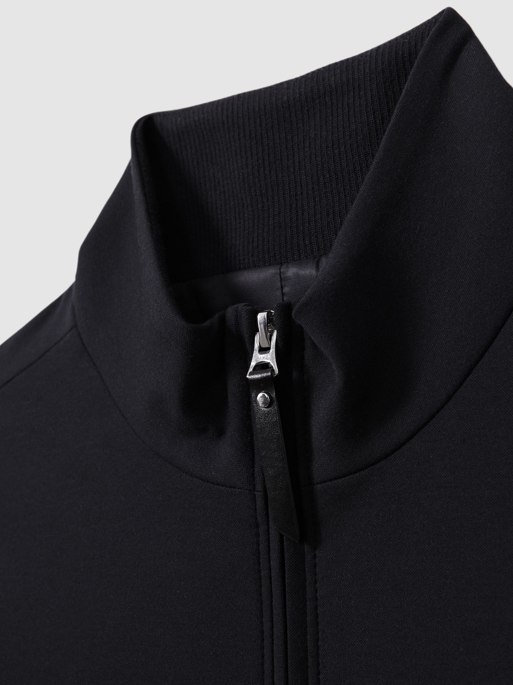 Elasticated Hem Zip-Front Bomber Jacket in Navy - Image 5 of 5
