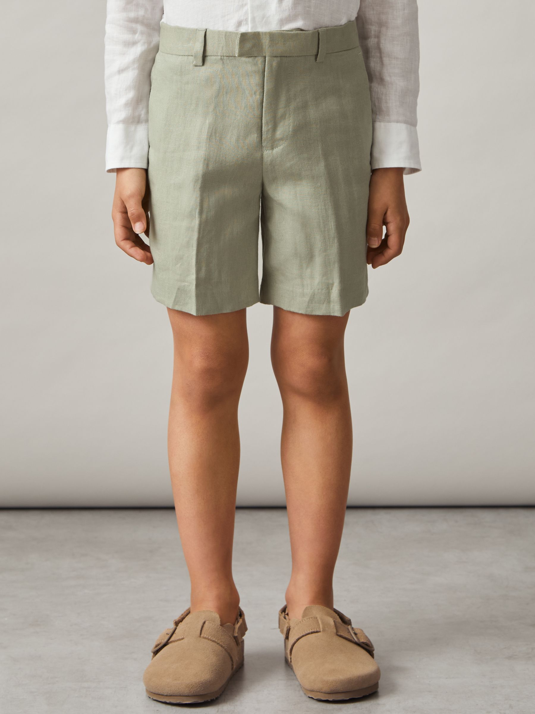 Teen Slim Fit Linen Adjustable Trousers in Apple - Image 3 of 5