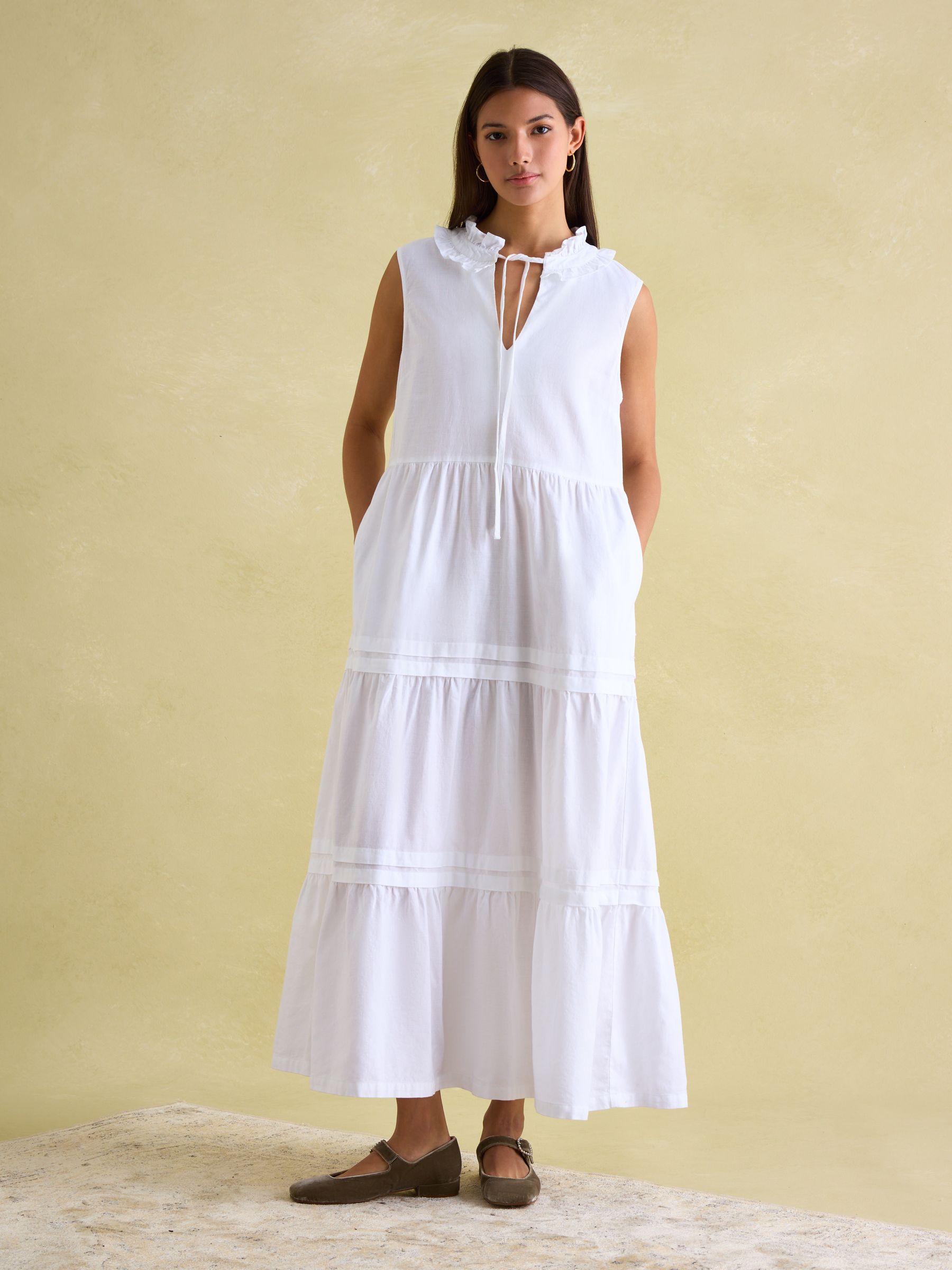 Ophelia White Sleeveless Tiered Dress - Image 1 of 6