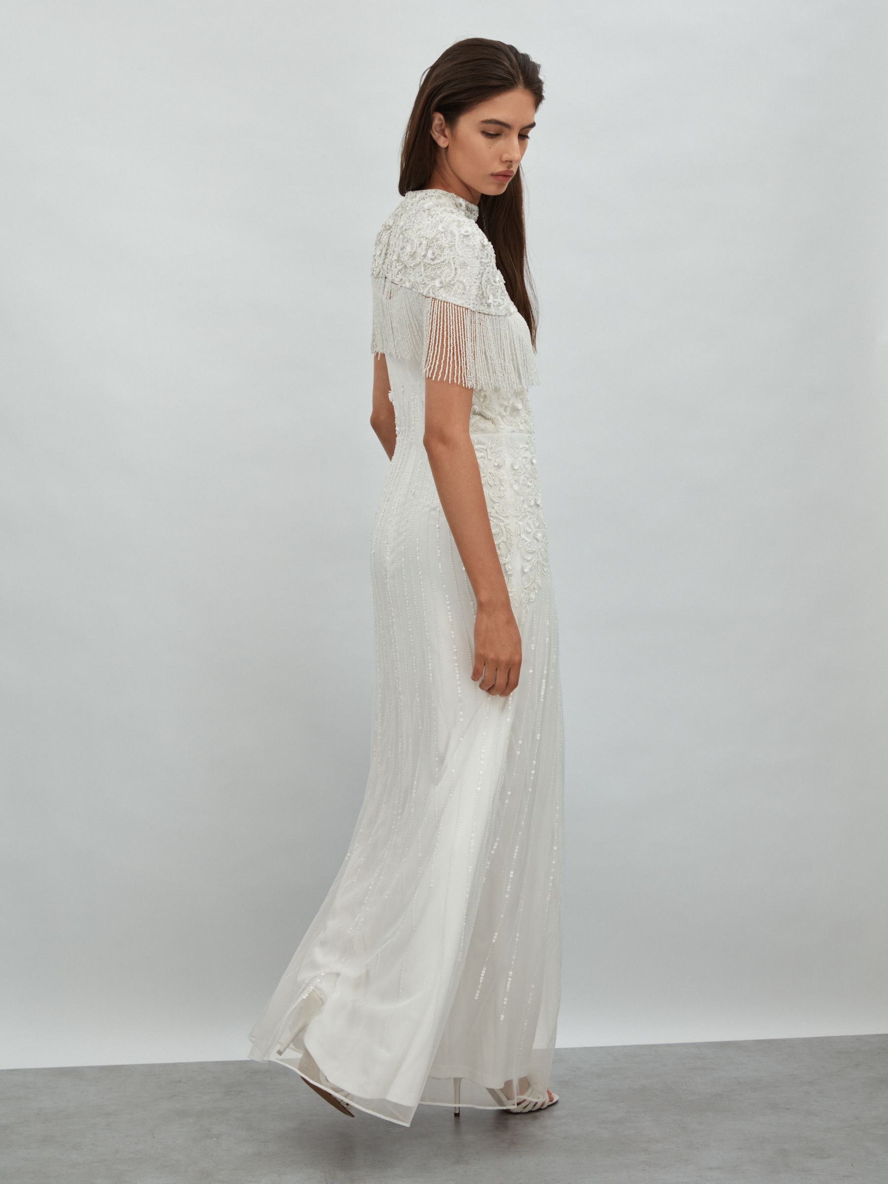 bolero maxi dress Reiss Raishma Embellished Removable Bolero Maxi Dress in Ivory