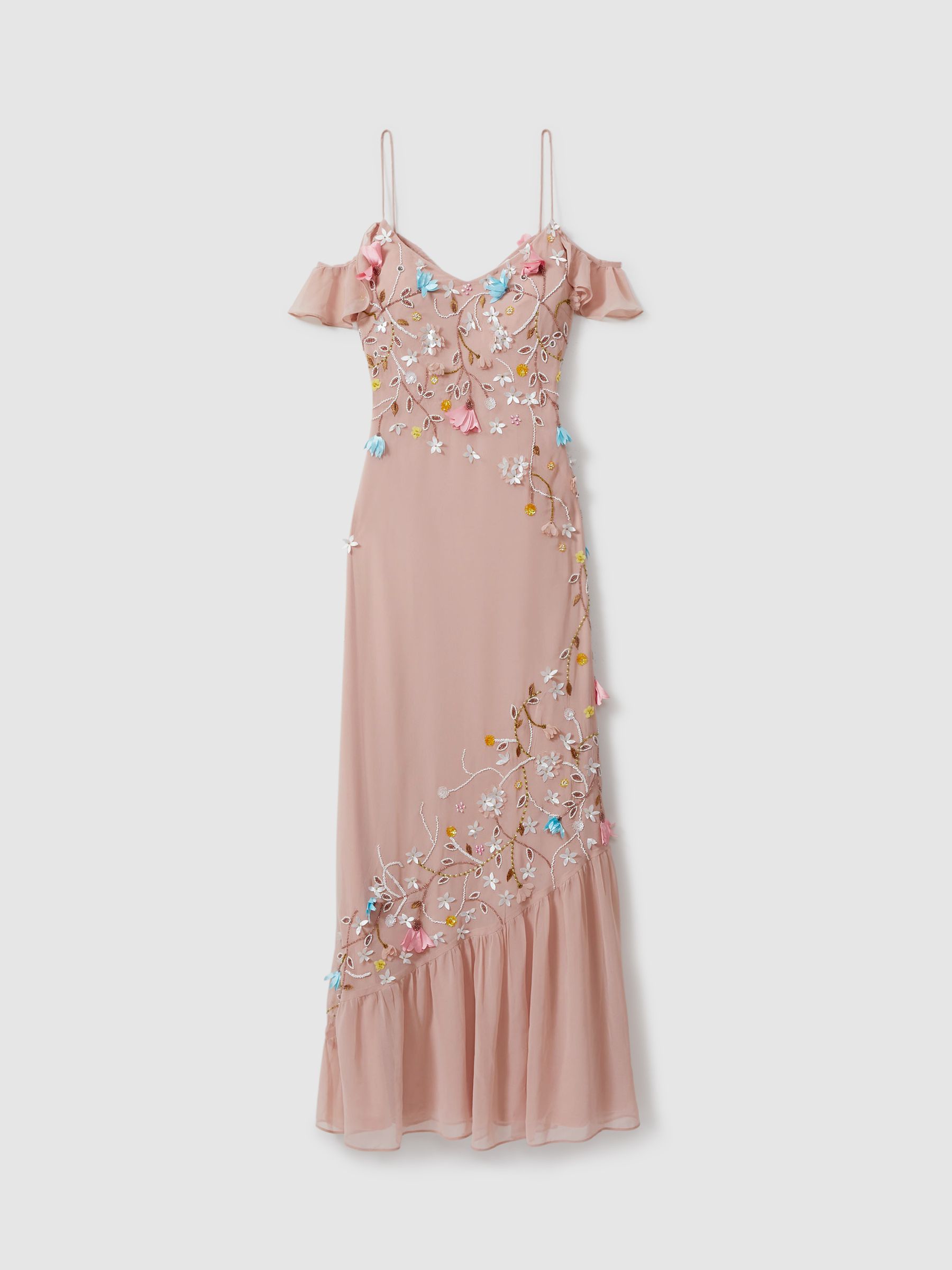 Raishma Embellished Floral Maxi Dress in Light Pink - Image 2 of 5