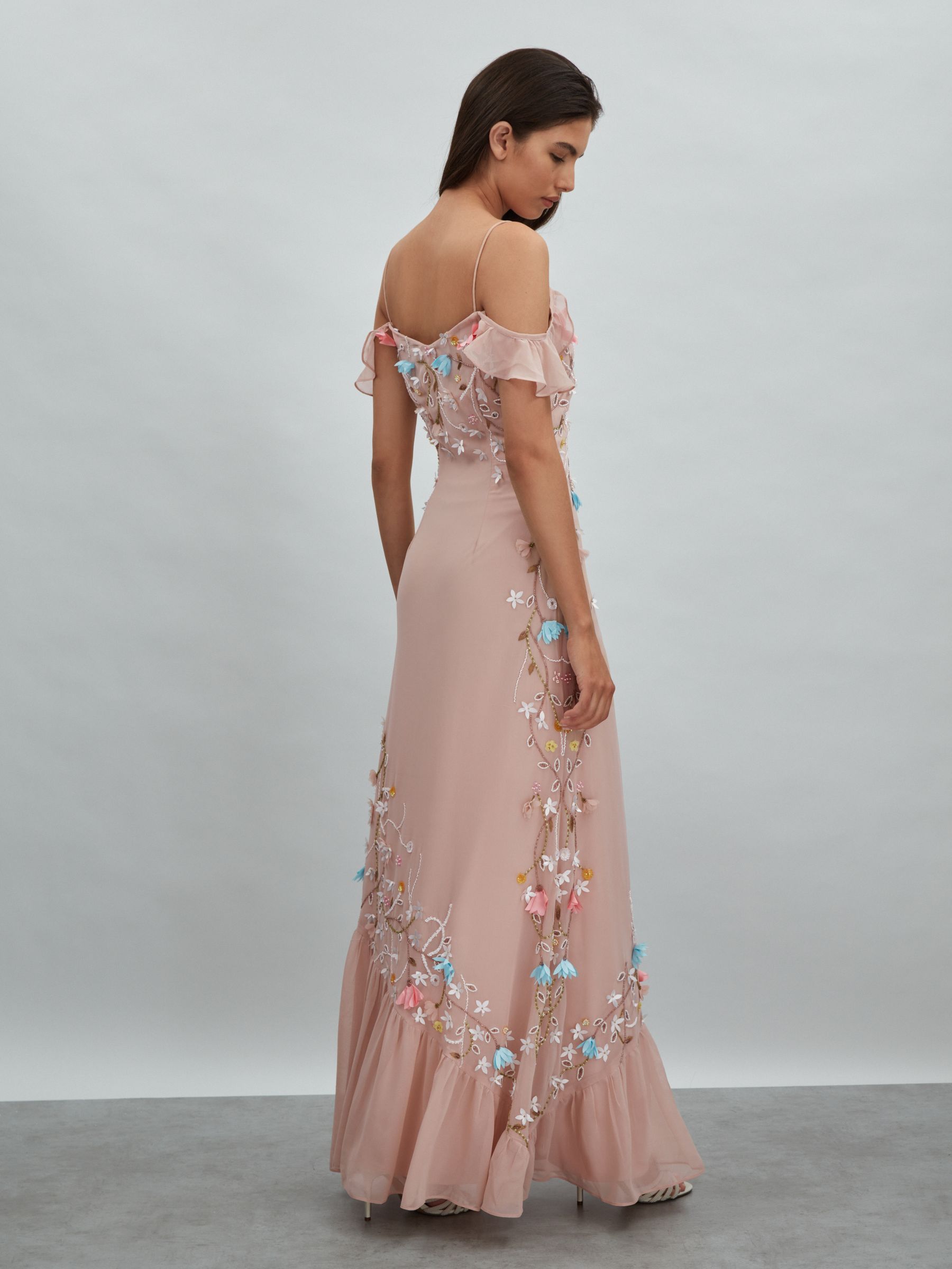 Raishma Embellished Floral Maxi Dress in Light Pink - Image 4 of 5