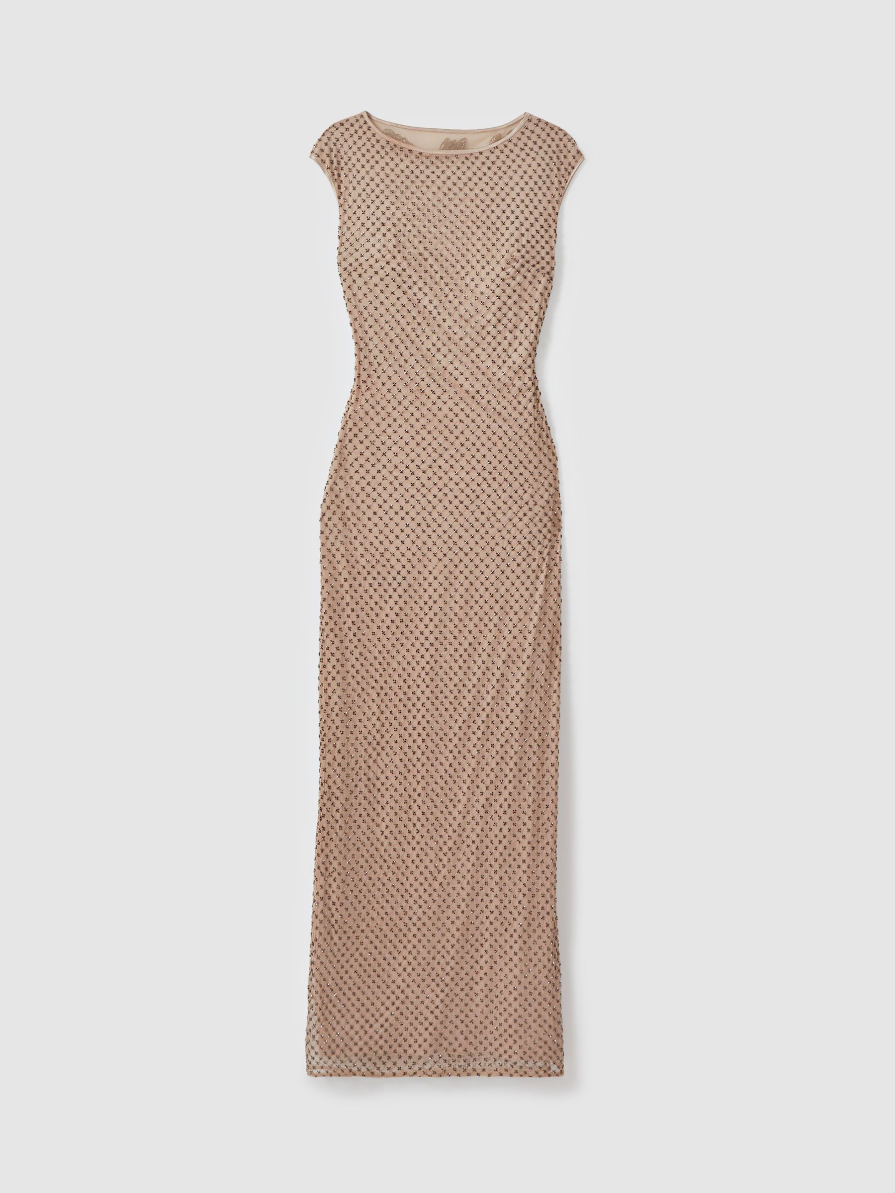 Raishma Embellished Maxi Dress in Nude - Image 2 of 5