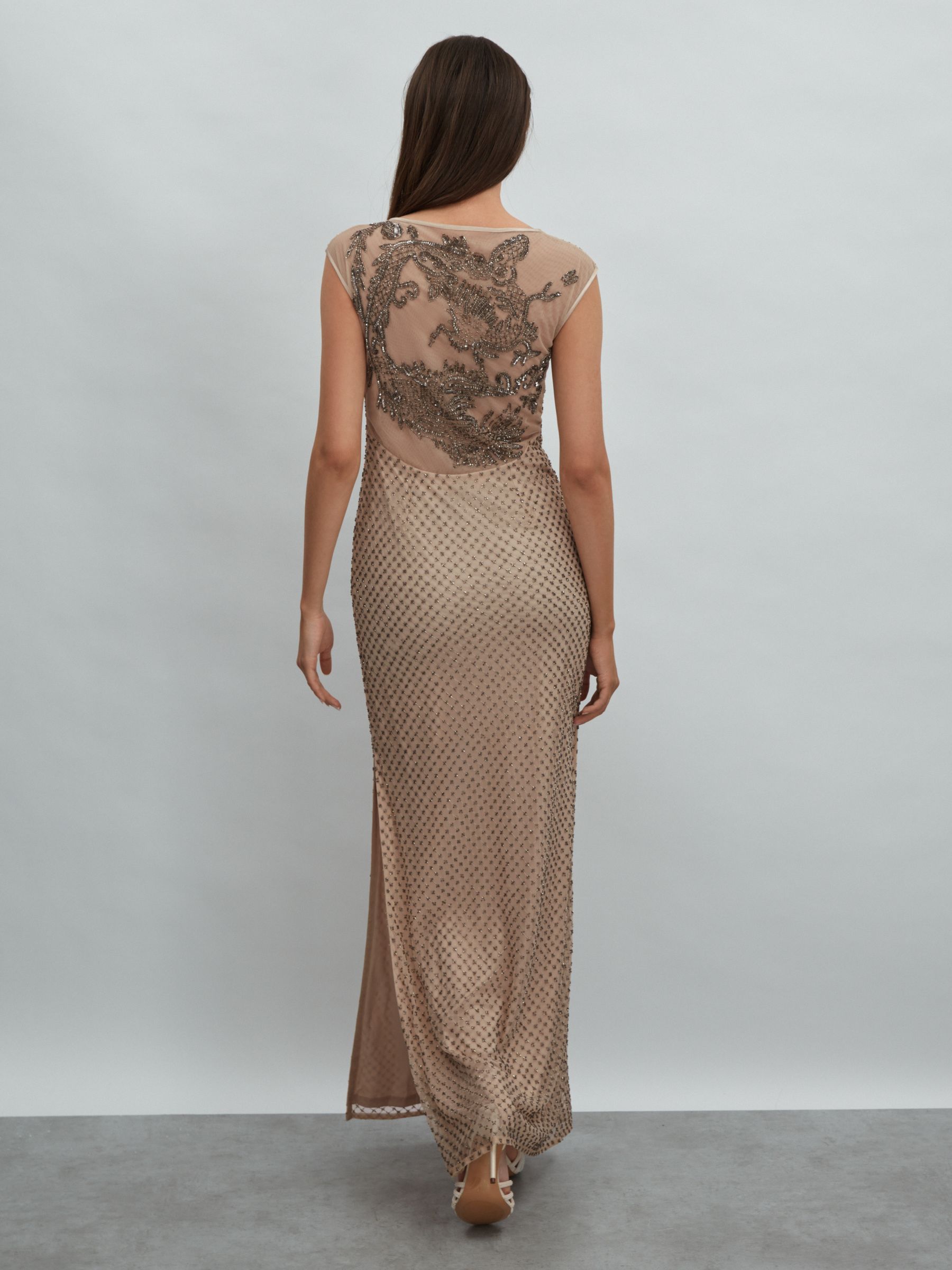 Raishma Embellished Maxi Dress in Nude - Image 4 of 5