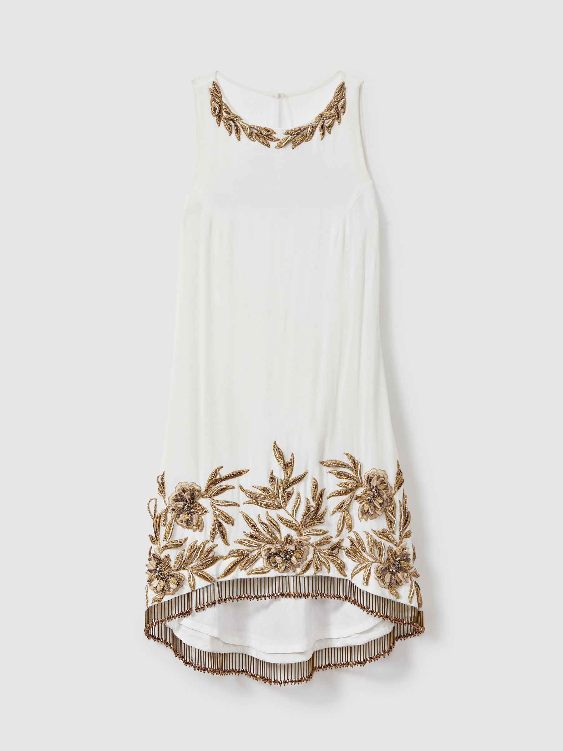 Raishma Embroidered Tassel Mini Dress in Ivory - Image 2 of 5