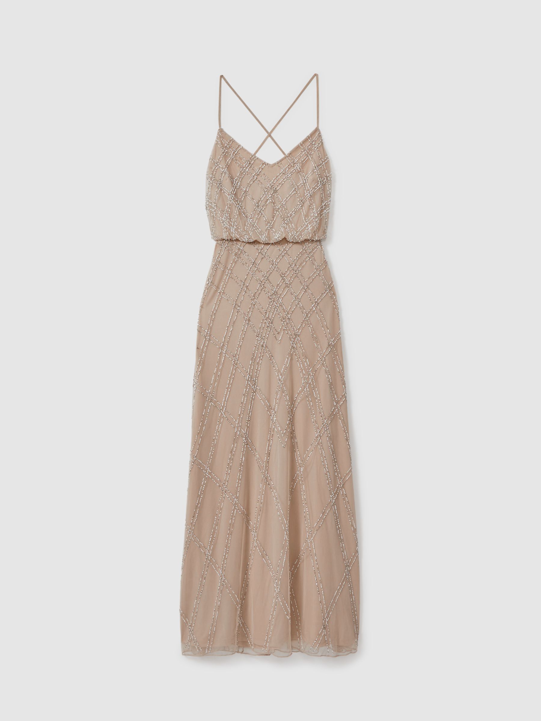 Raishma Embellished Maxi Dress in Nude - Image 2 of 5