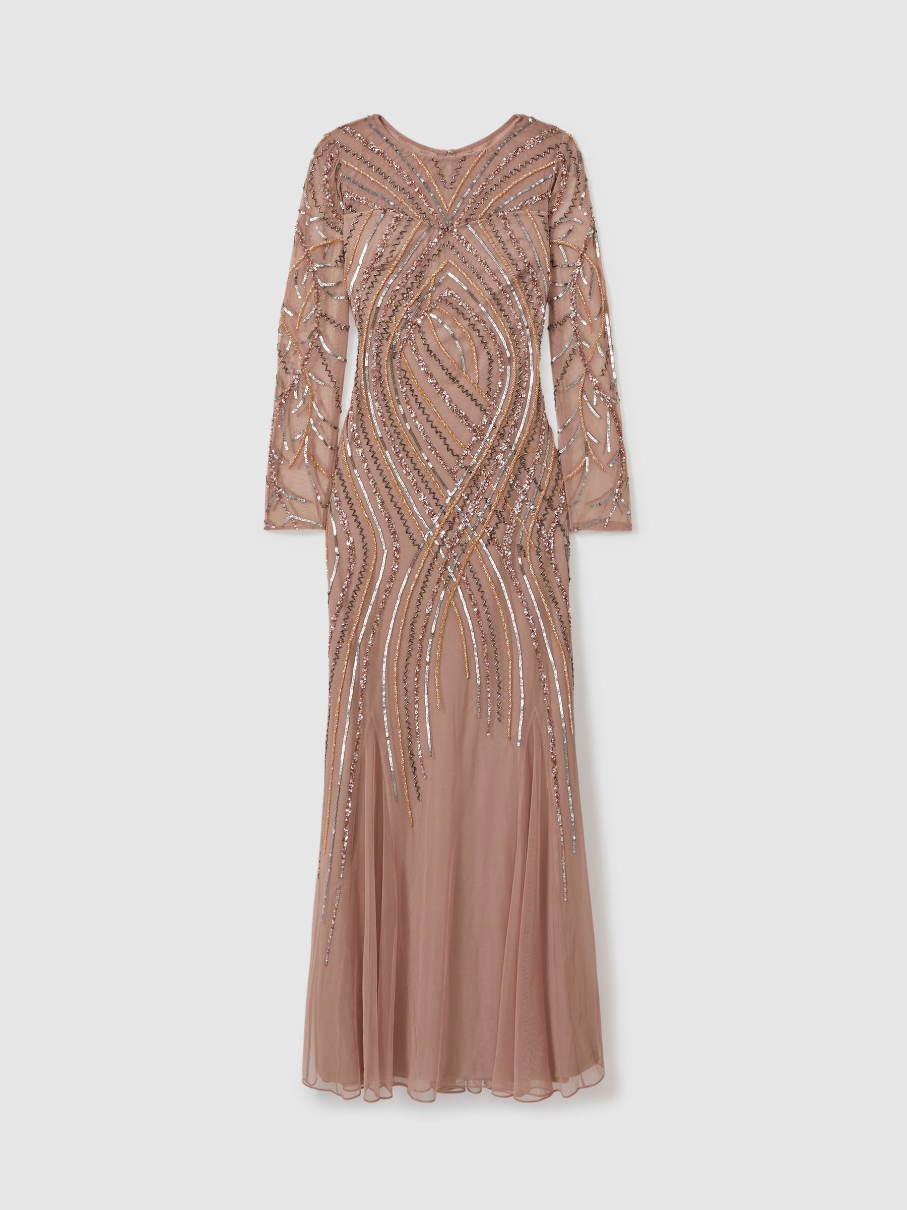 Raishma Embellished Tulle Maxi Dress in Champagne - Image 2 of 5