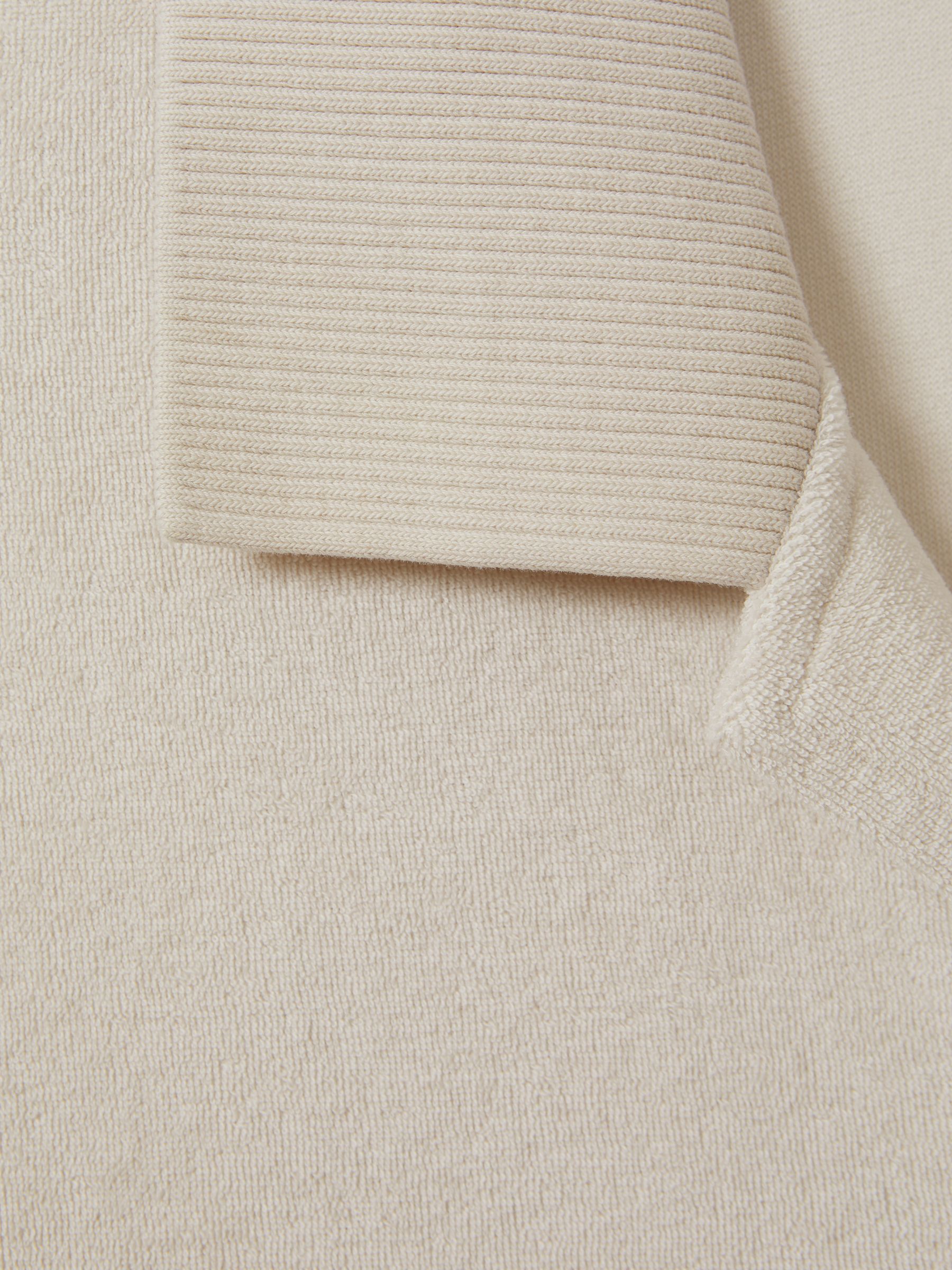 Towelling Cuban Collar Shirt in Off White - Image 6 of 6