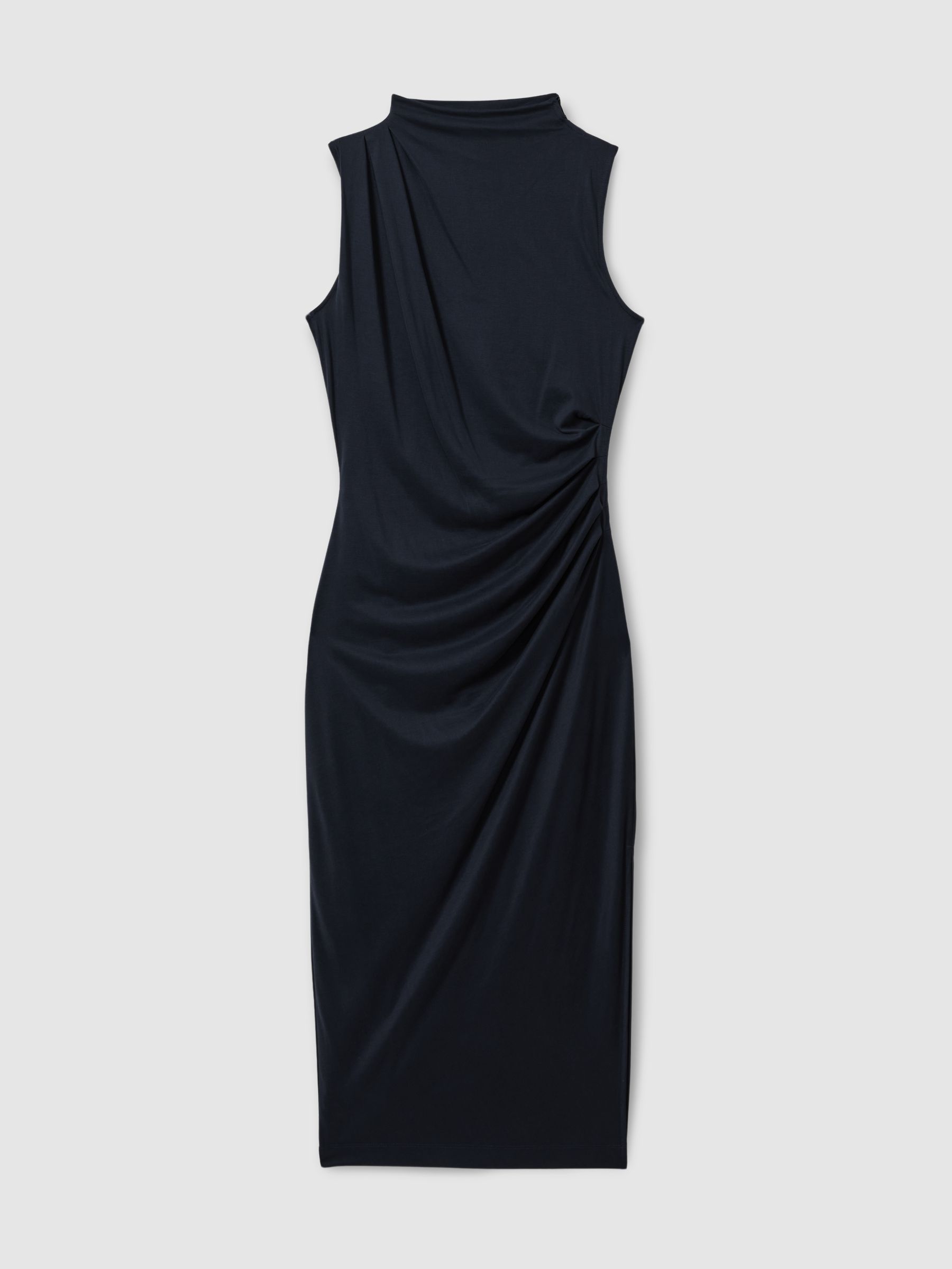 Modal Blend Ruched Midi Dress in Navy - Image 2 of 6