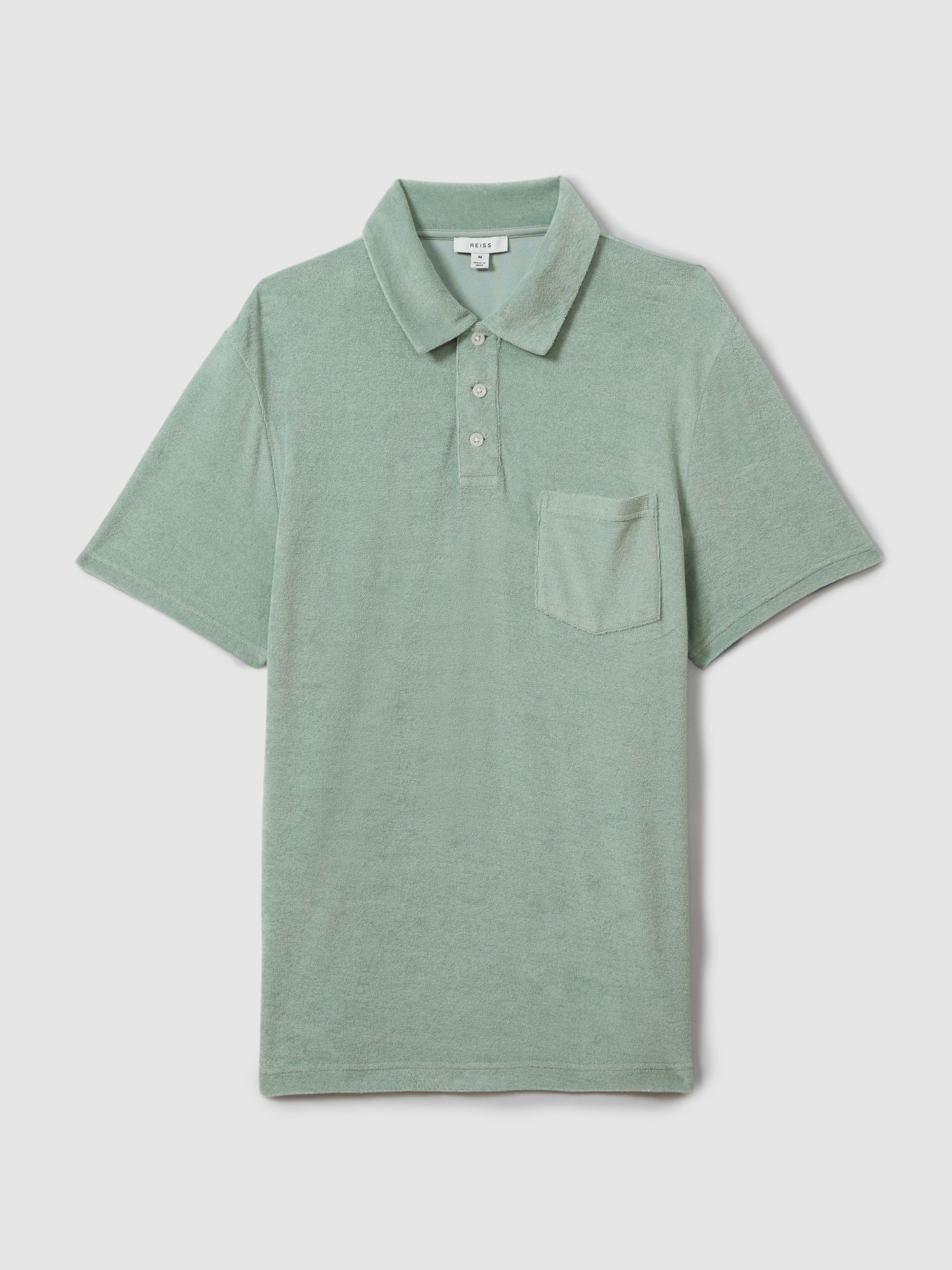 Towelling Polo Shirt in Mint - Image 2 of 5
