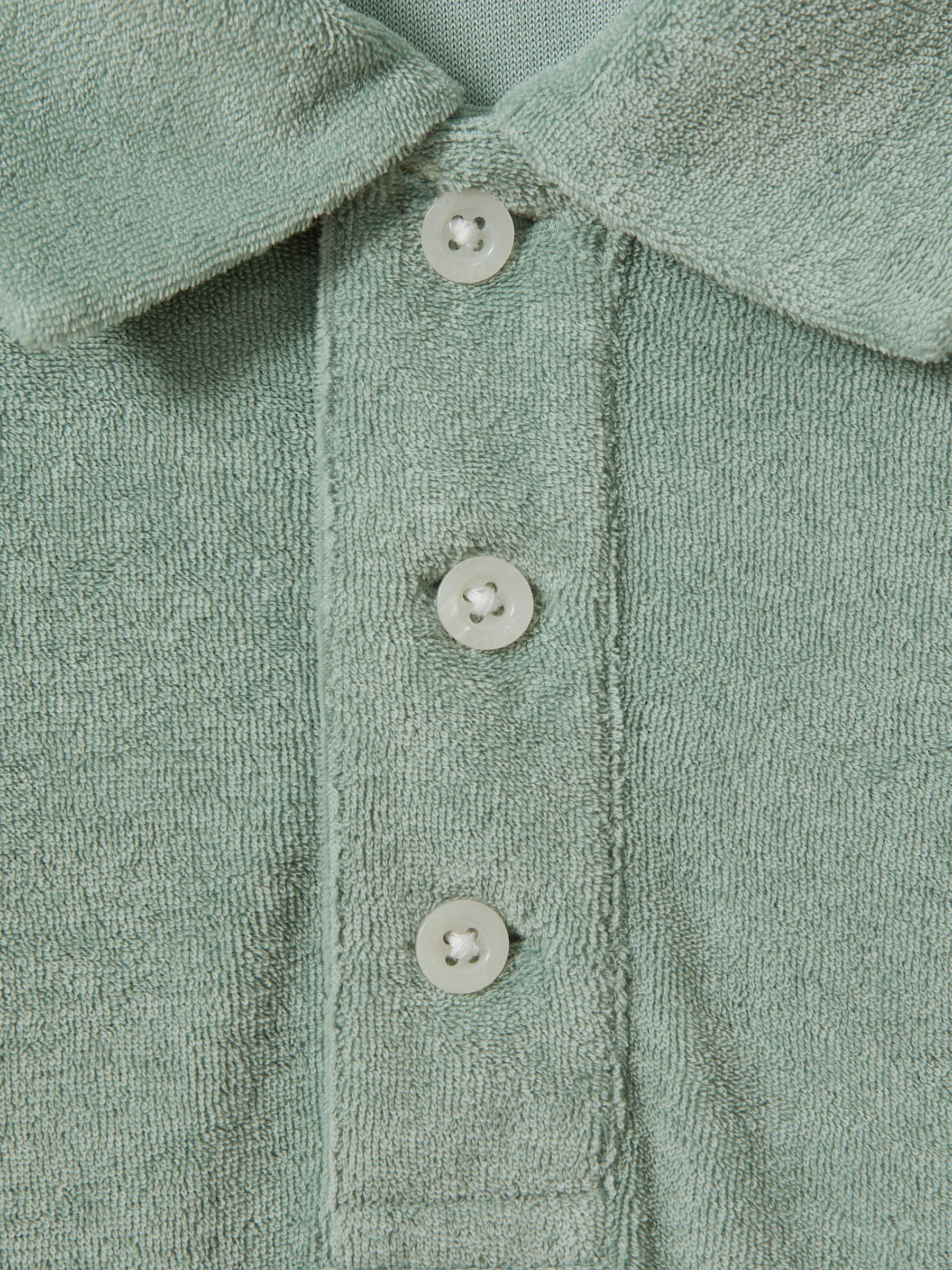 Towelling Polo Shirt in Mint - Image 5 of 5