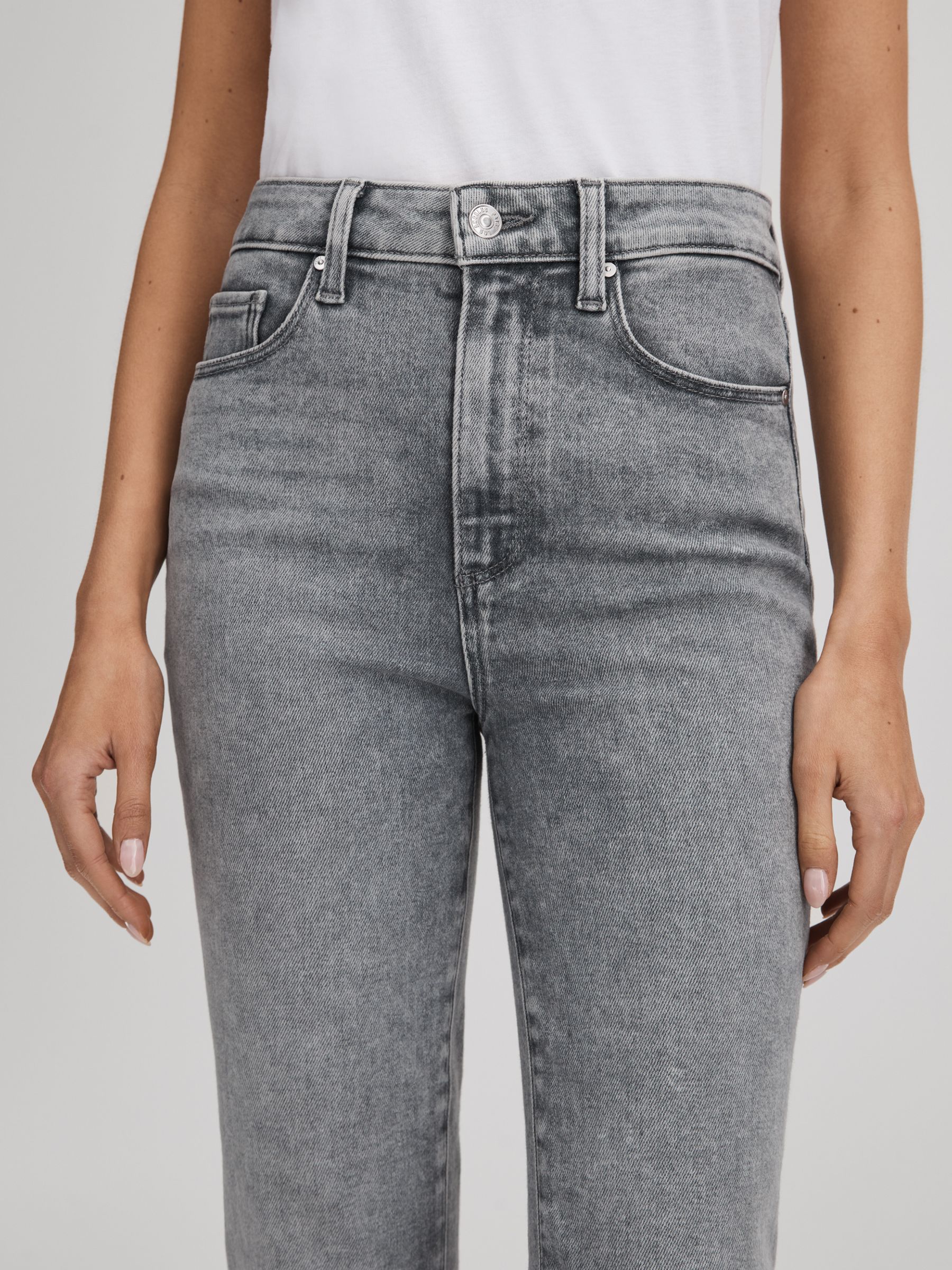 Paige Slim Fit Washed Jeans in Grey Rain - Image 4 of 6