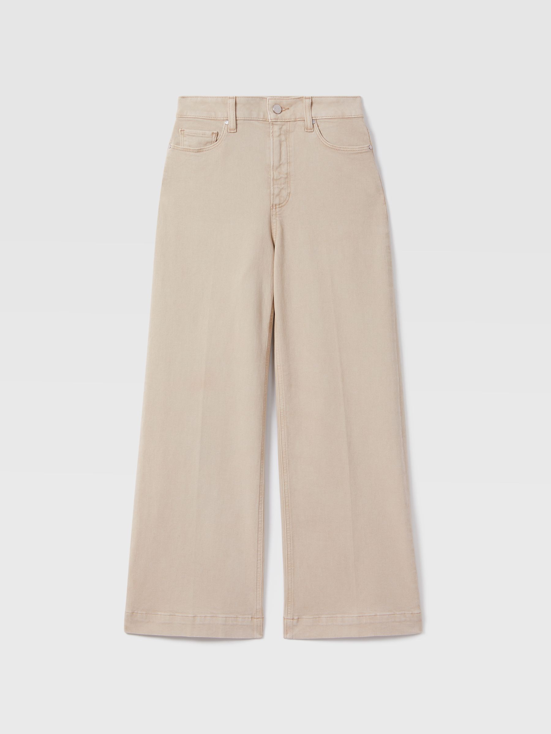 Paige Flared Cropped Jeans in Soft Sand - Image 2 of 6