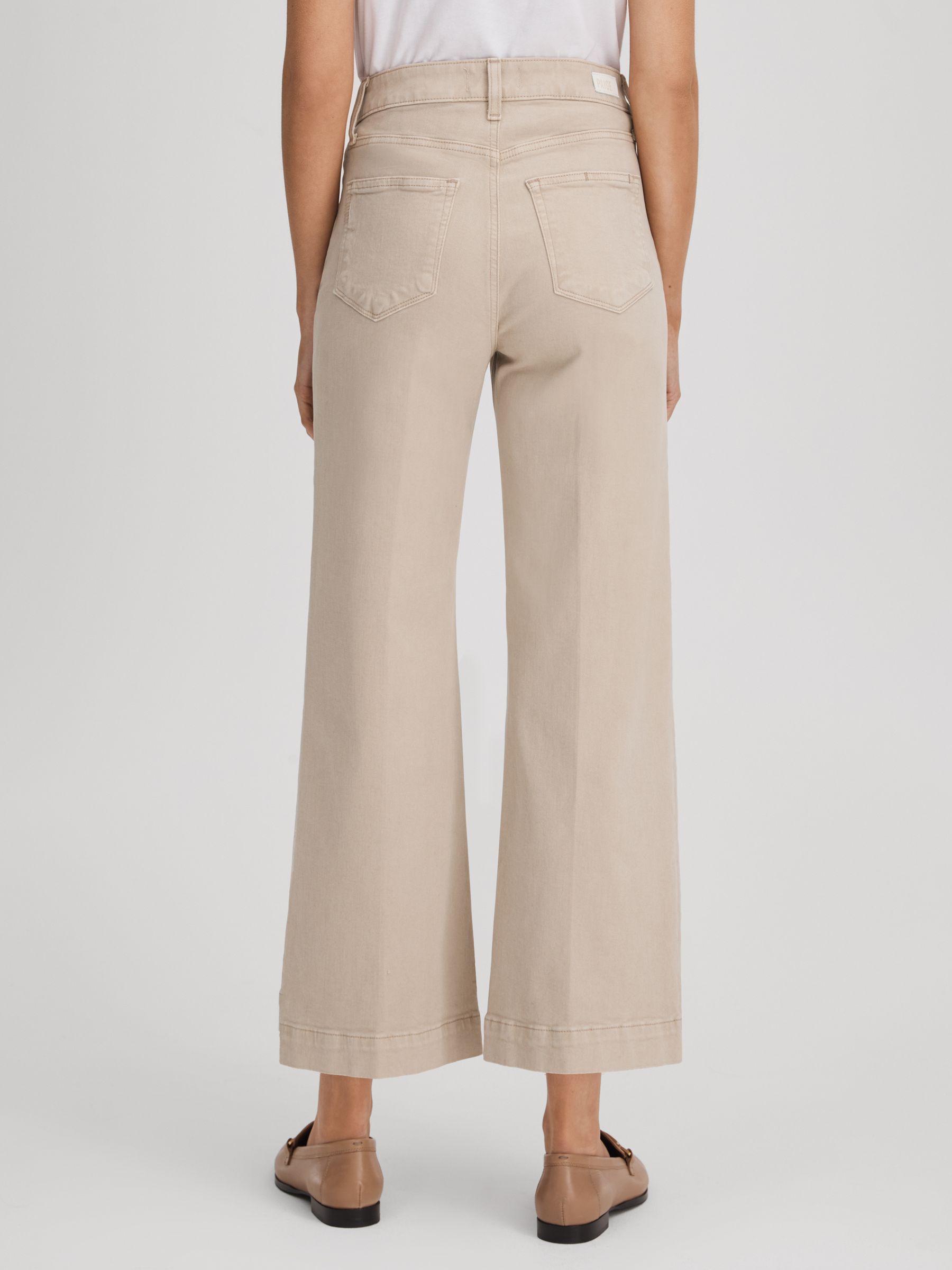 Paige Flared Cropped Jeans in Soft Sand - Image 5 of 6