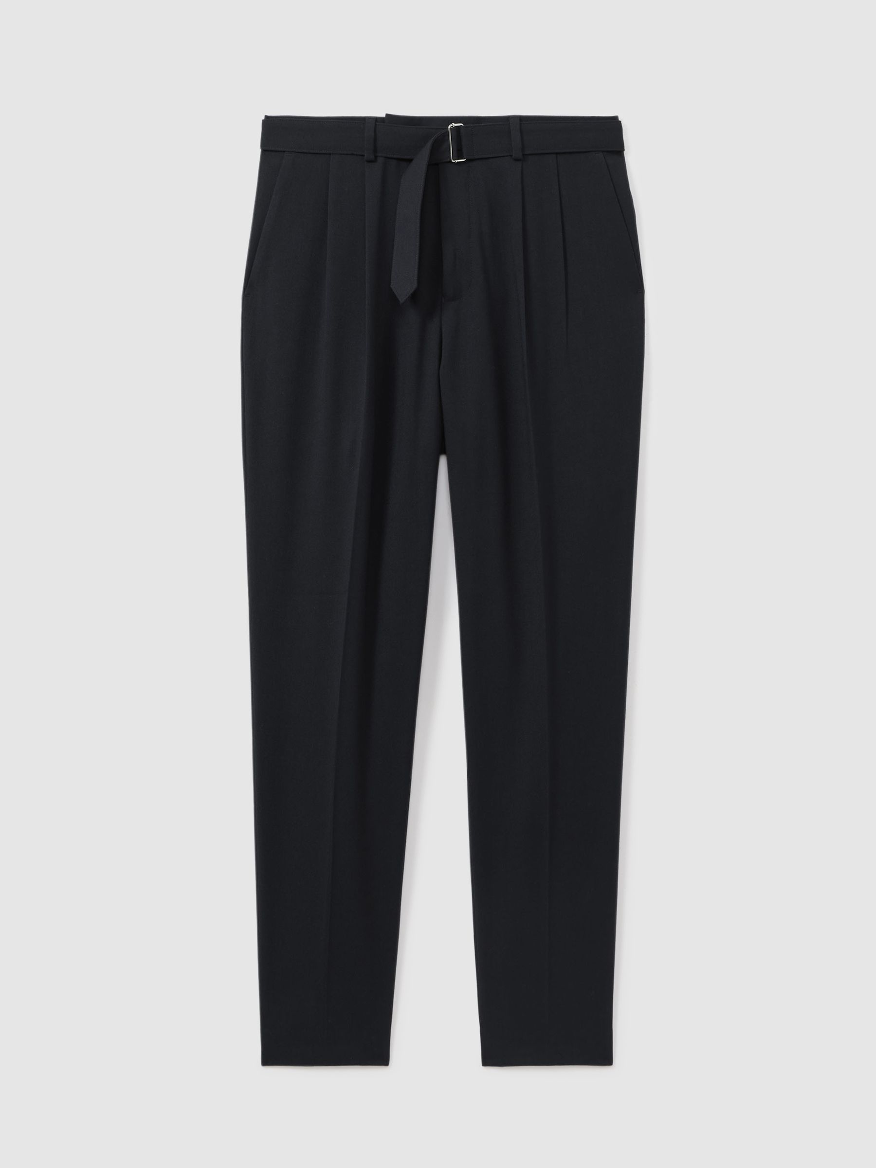 Belted Cropped Trousers in Navy - Image 2 of 6