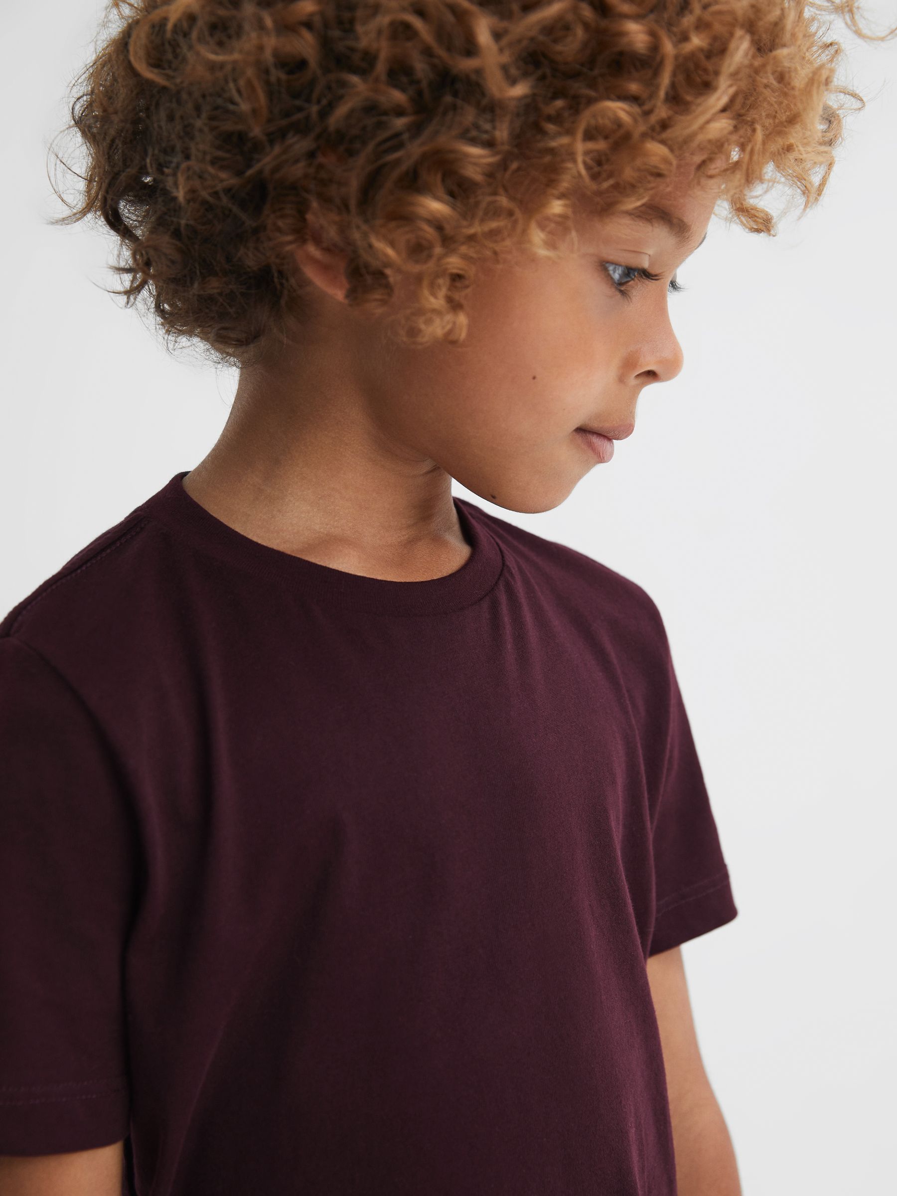 3-9 yrs Crew Neck T-Shirt in Bordeaux - Image 4 of 6