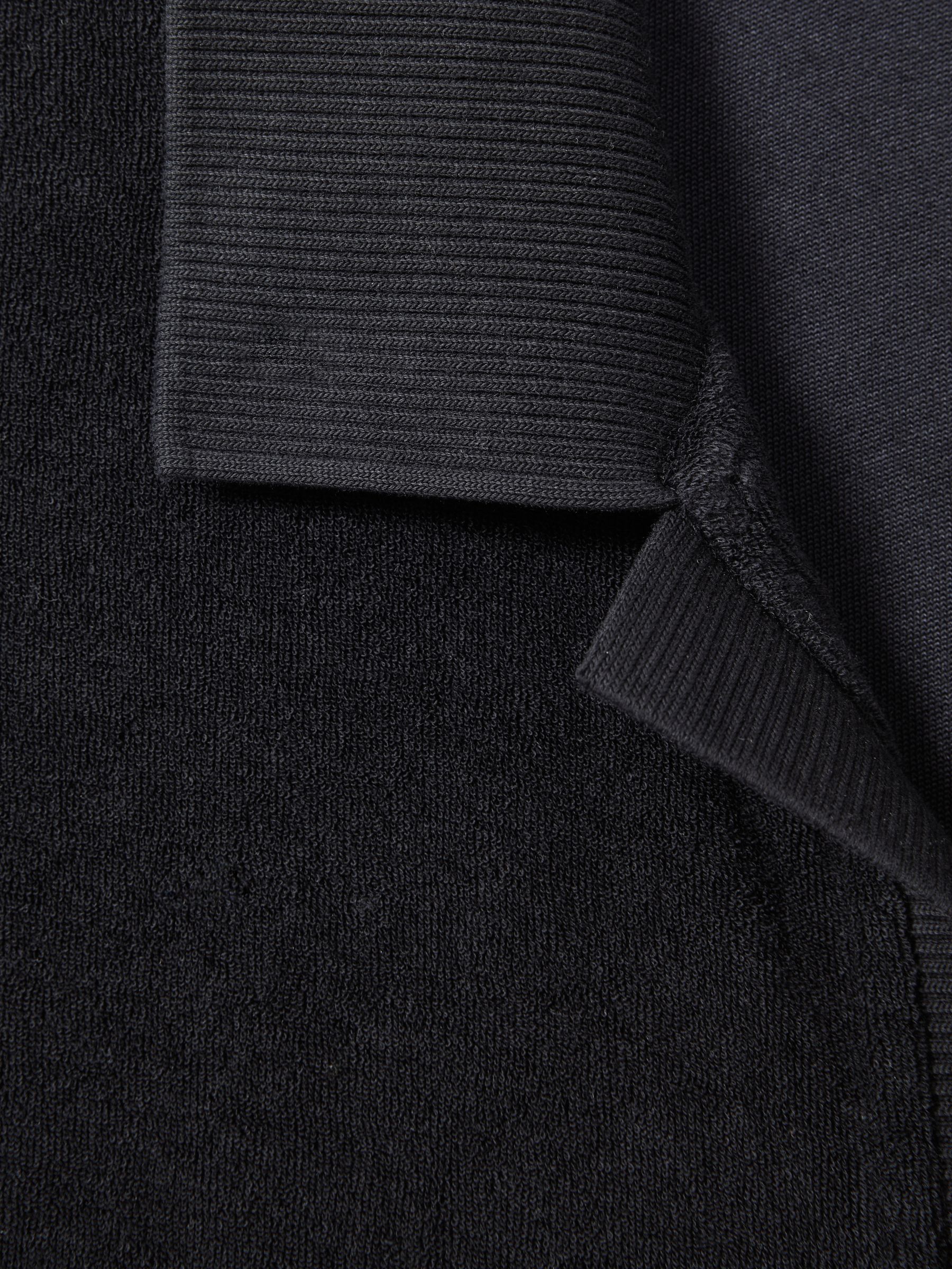 Towelling Cuban Collar Shirt in Navy - Image 5 of 5