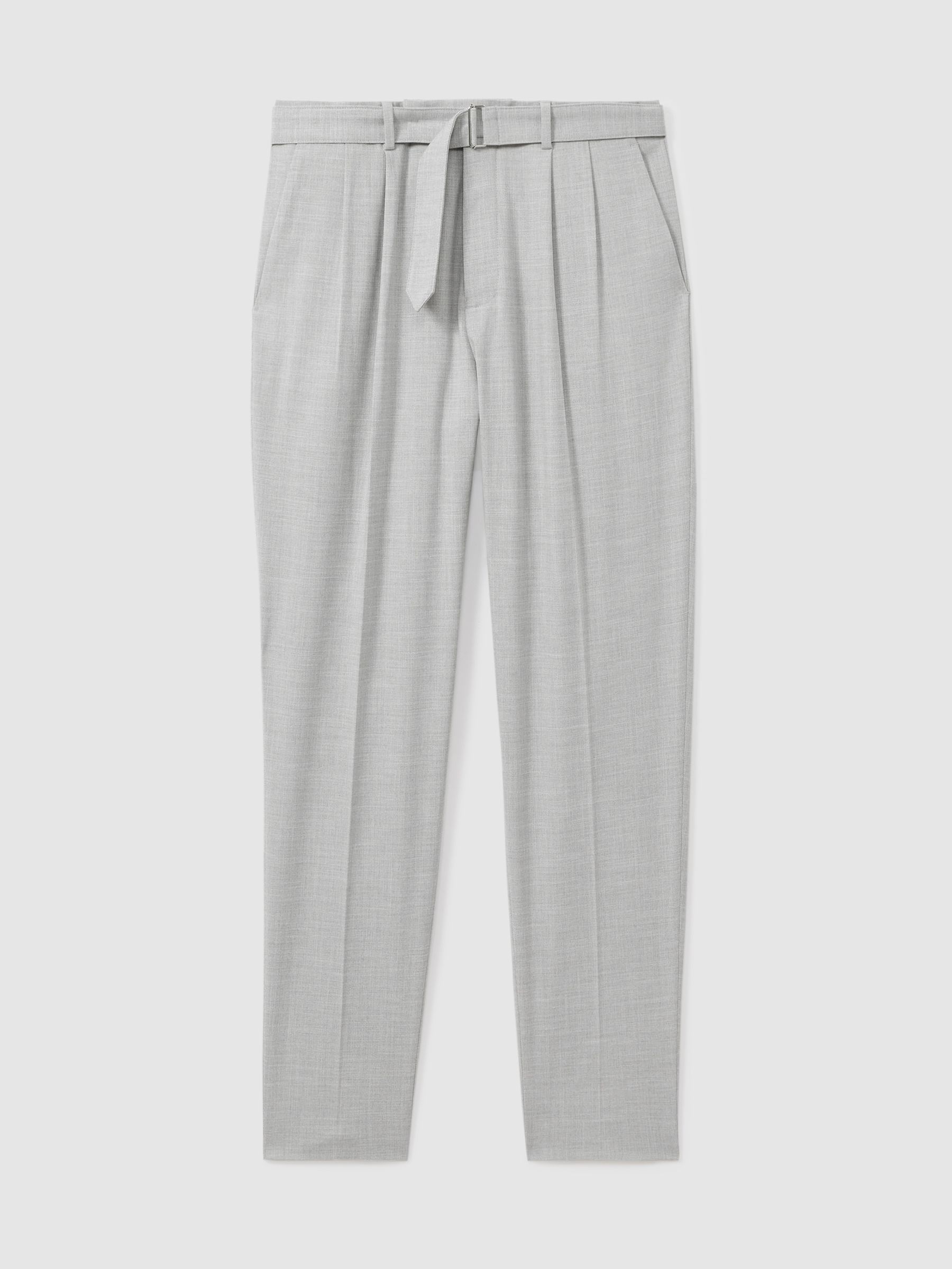 Belted Cropped Trousers in Light Grey - Image 2 of 5
